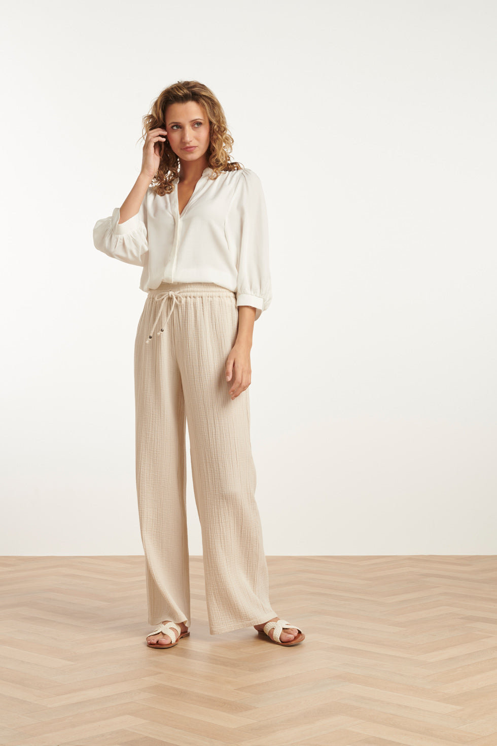 25142 Rayon Satin Blouse | White