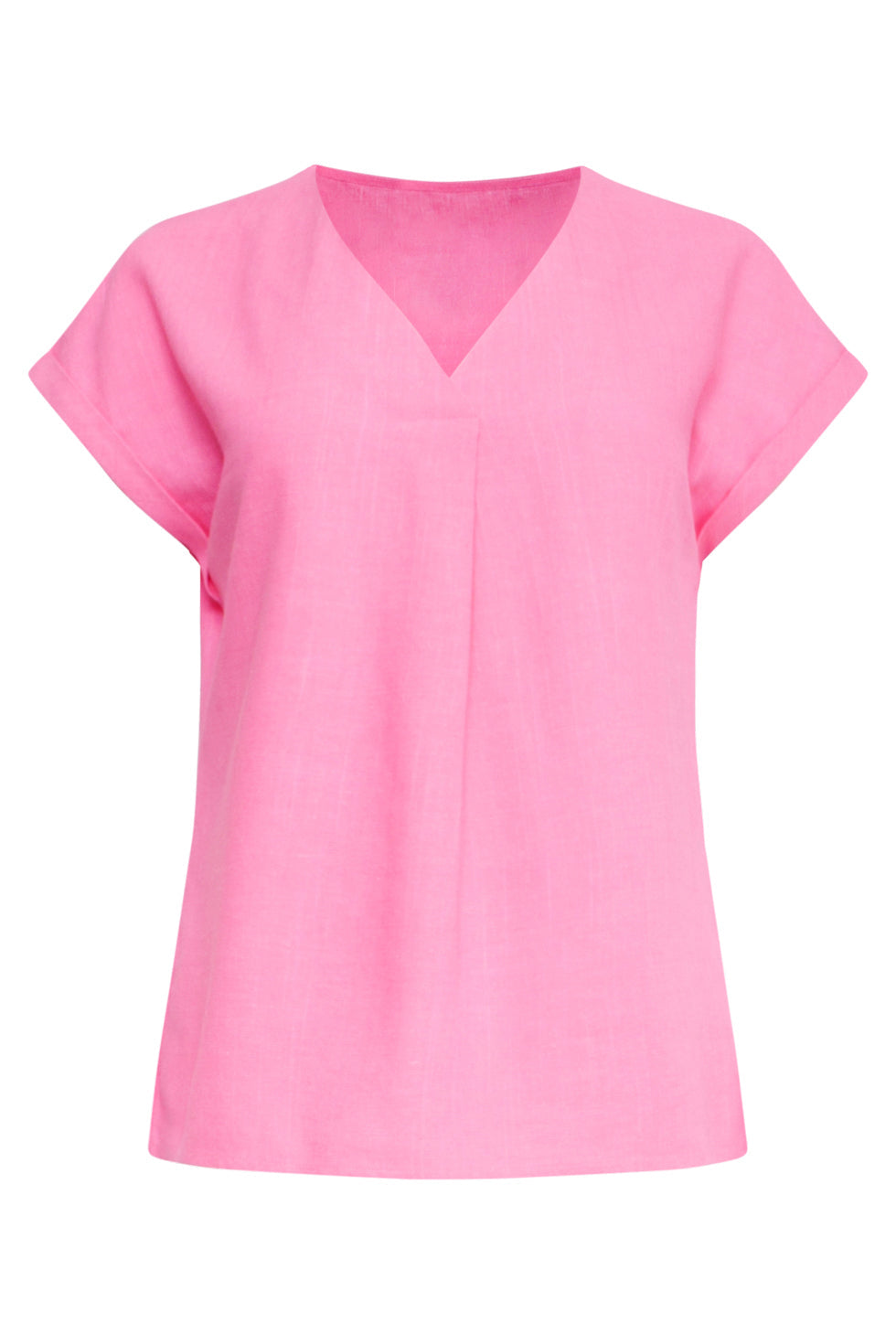 25148 Linnen Top Met V-Hals | Pink