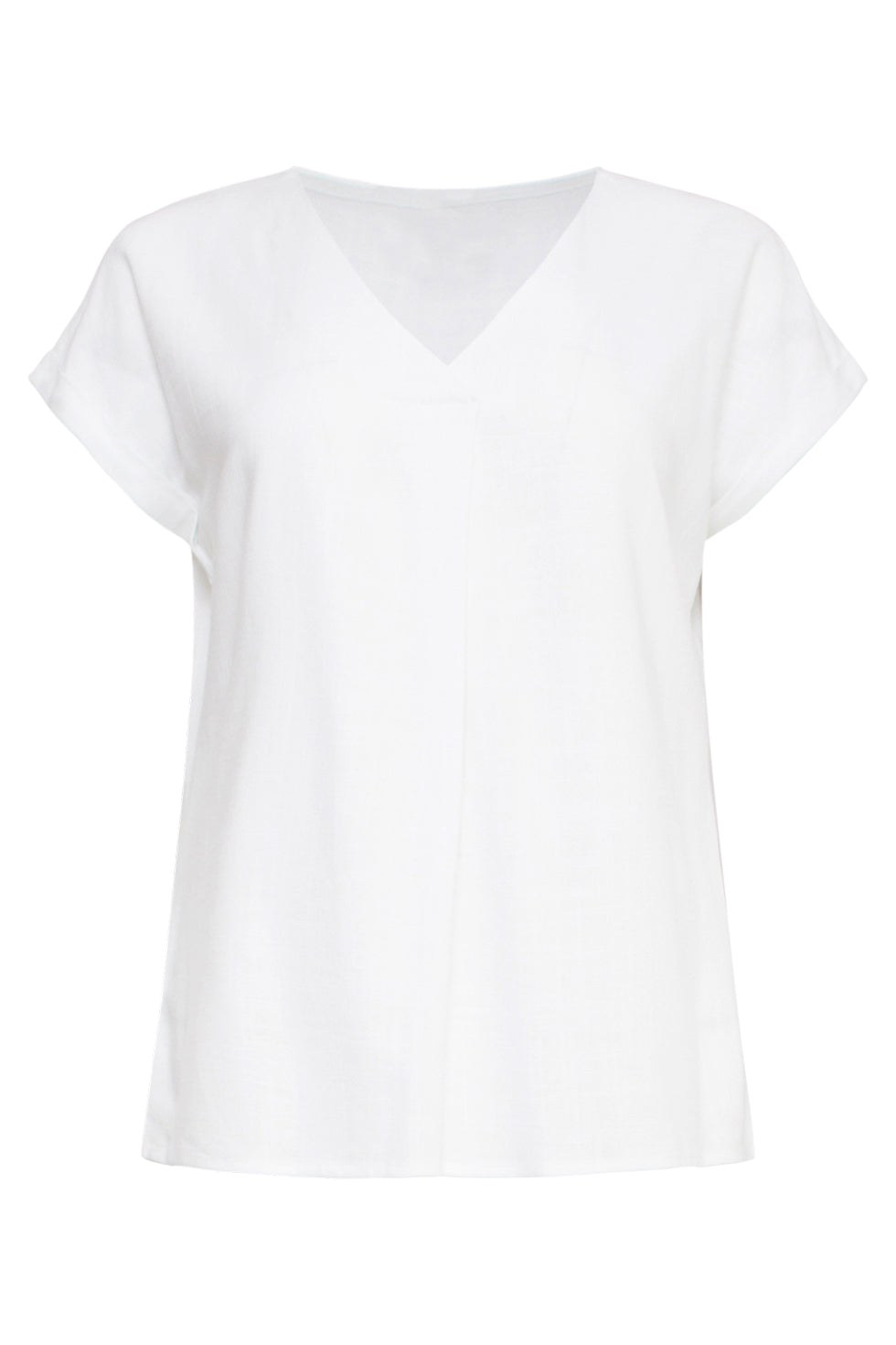 25148 Te Linnen Top Met V-Hals | White