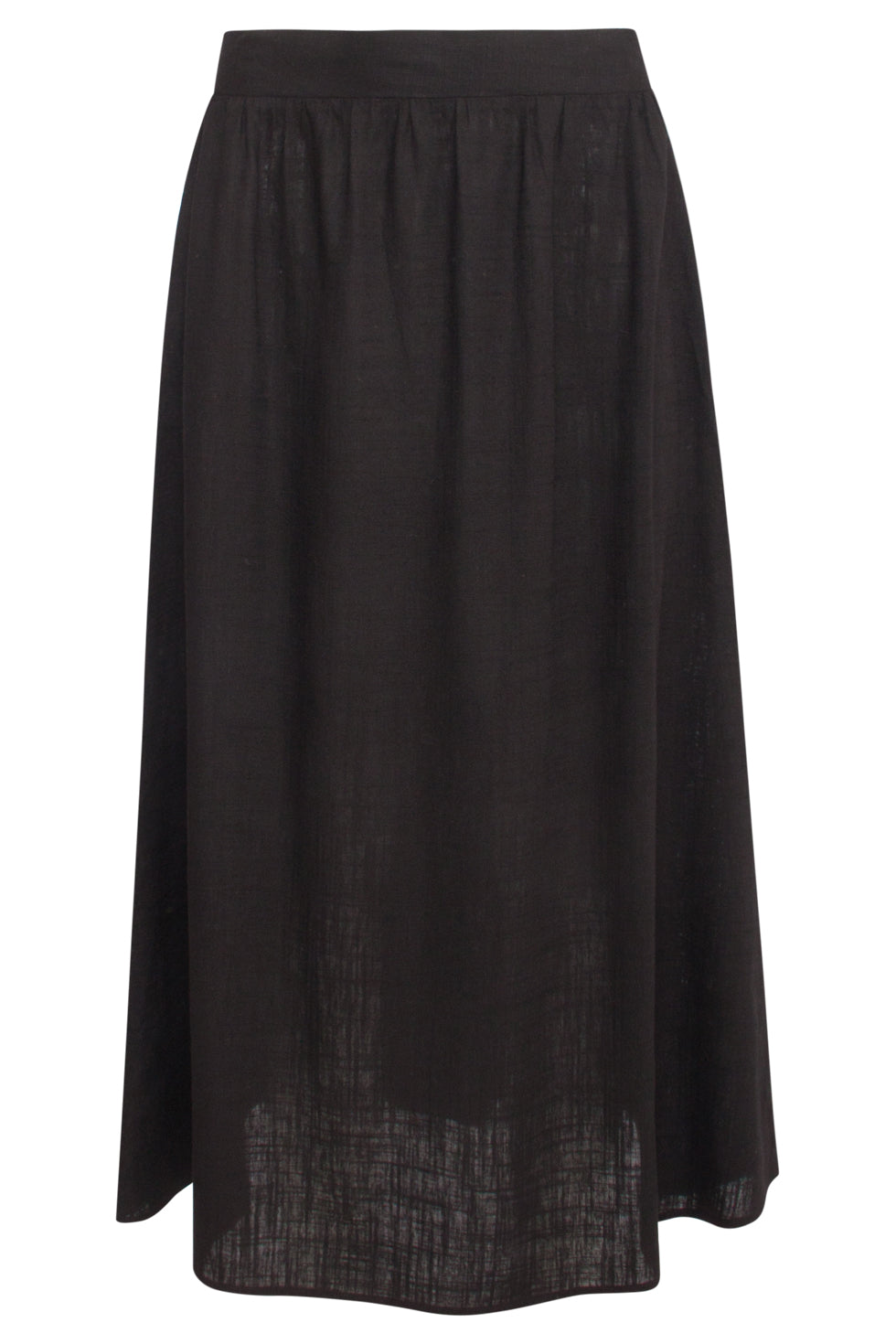 25149 E Linnen Midi Rok | Black