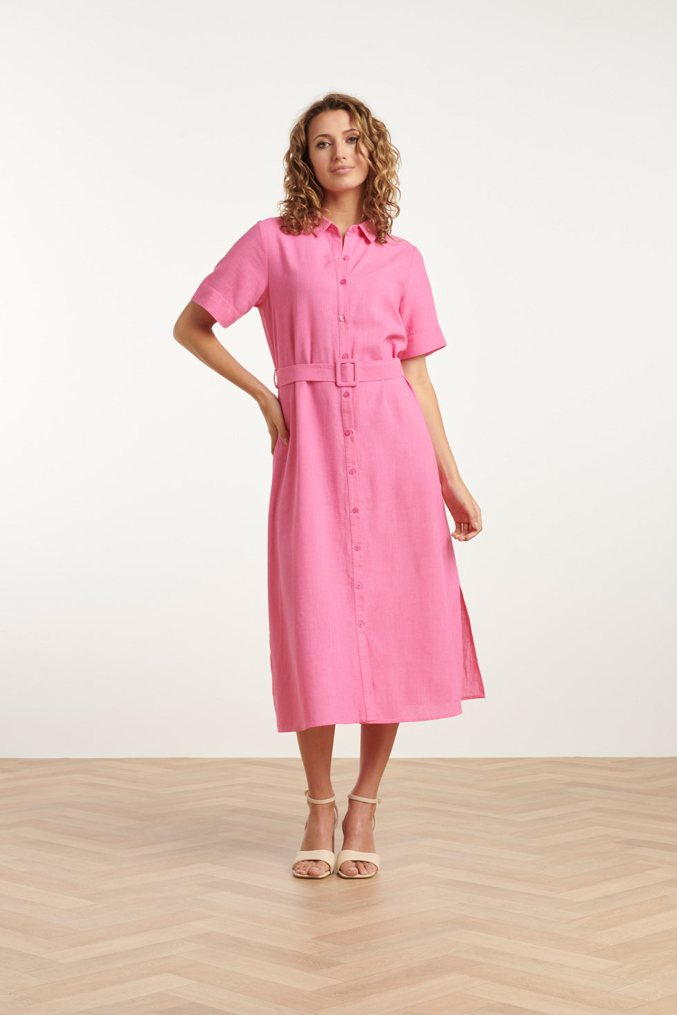 25150 Linnen Shirtjurk | Pink