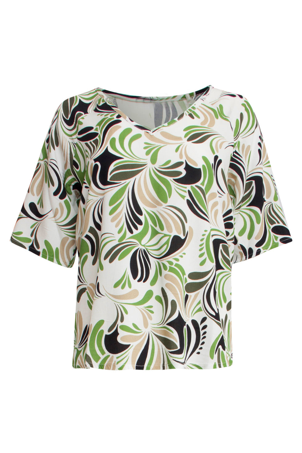 25154 Te Top Met Grafisch Print, Matcha | Sand-Light Green