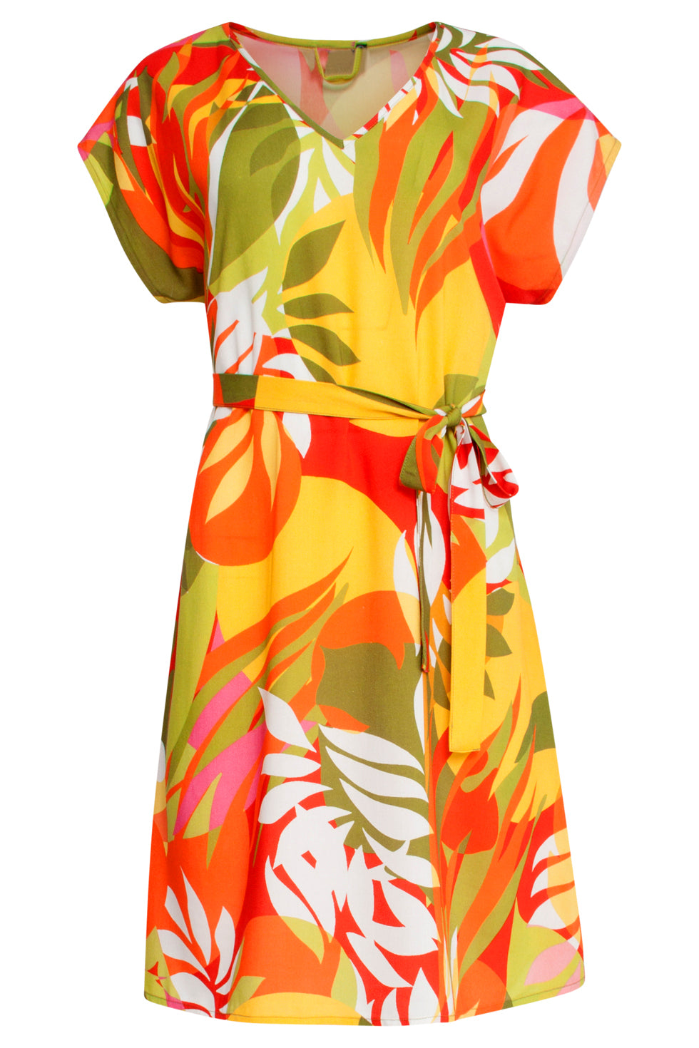 25155 Jurk Met Bladprint | Muticolour