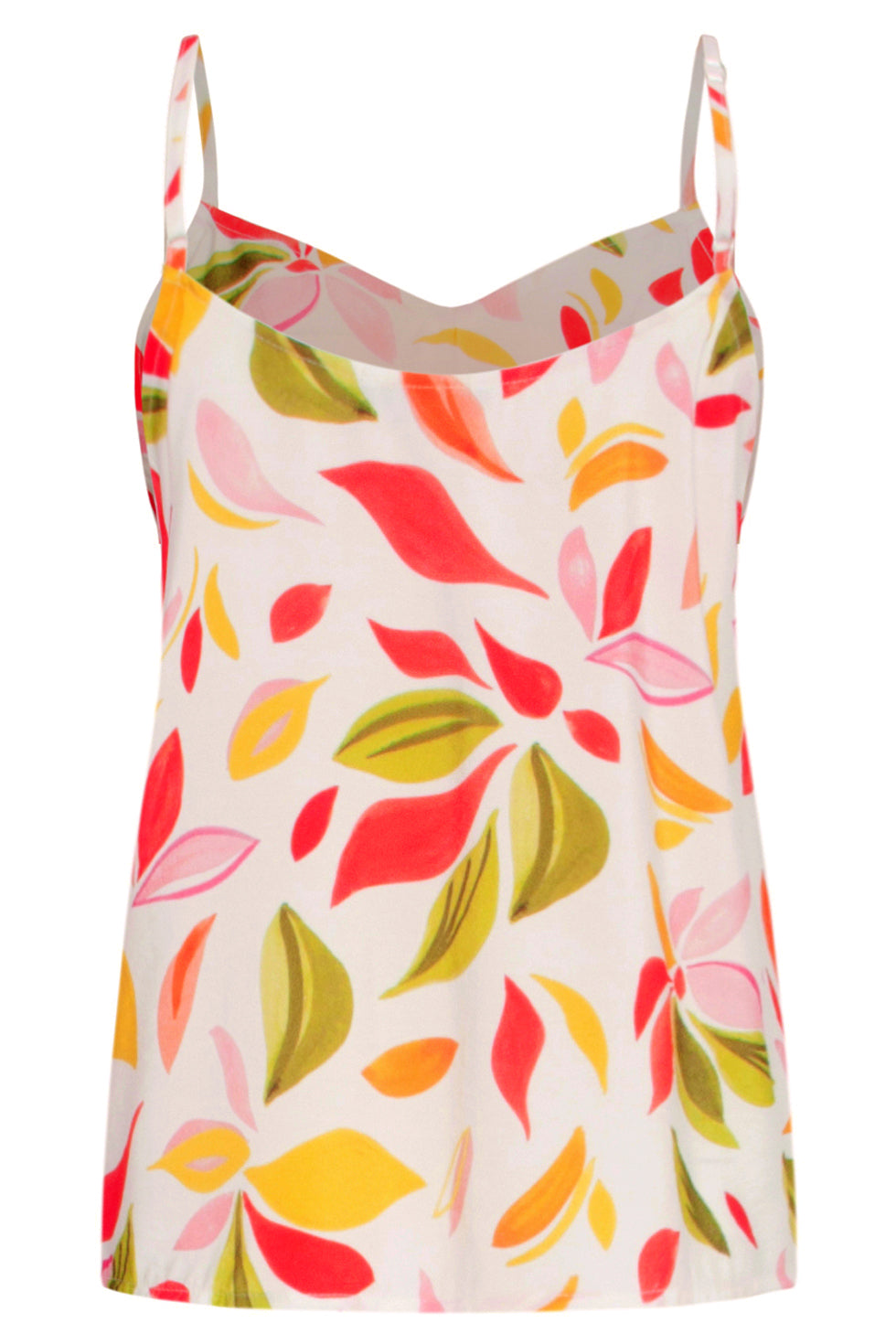 25158 Top Met Multi Bladerenprint | White-Multicolour