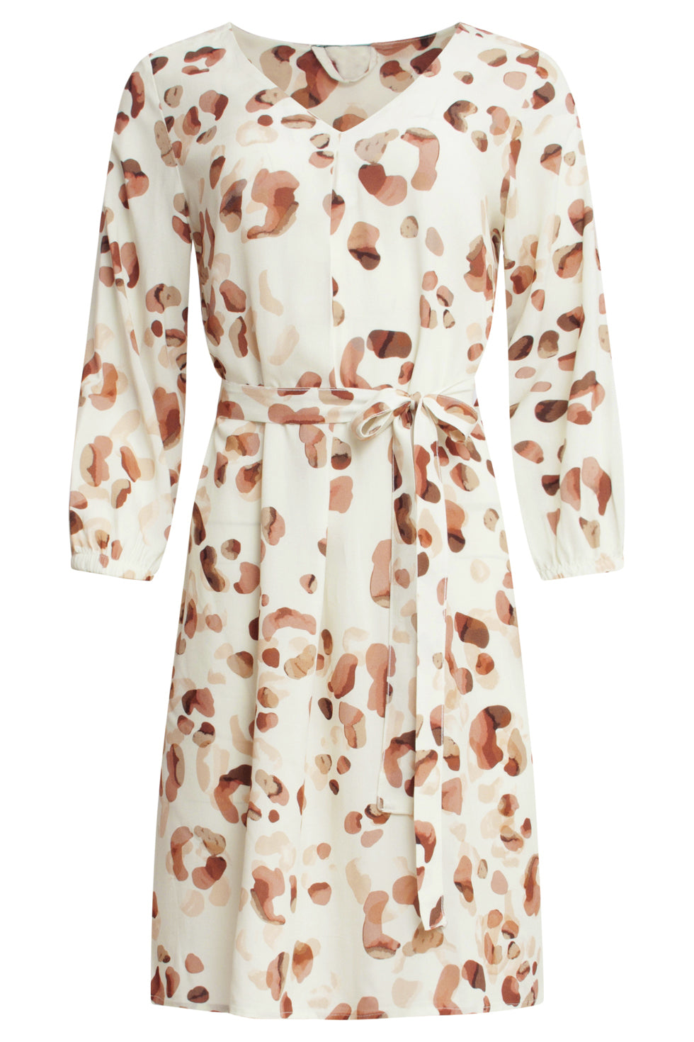 25163 Korte Jurk Met Dierenprint-Tinten | Sand-Multicolour