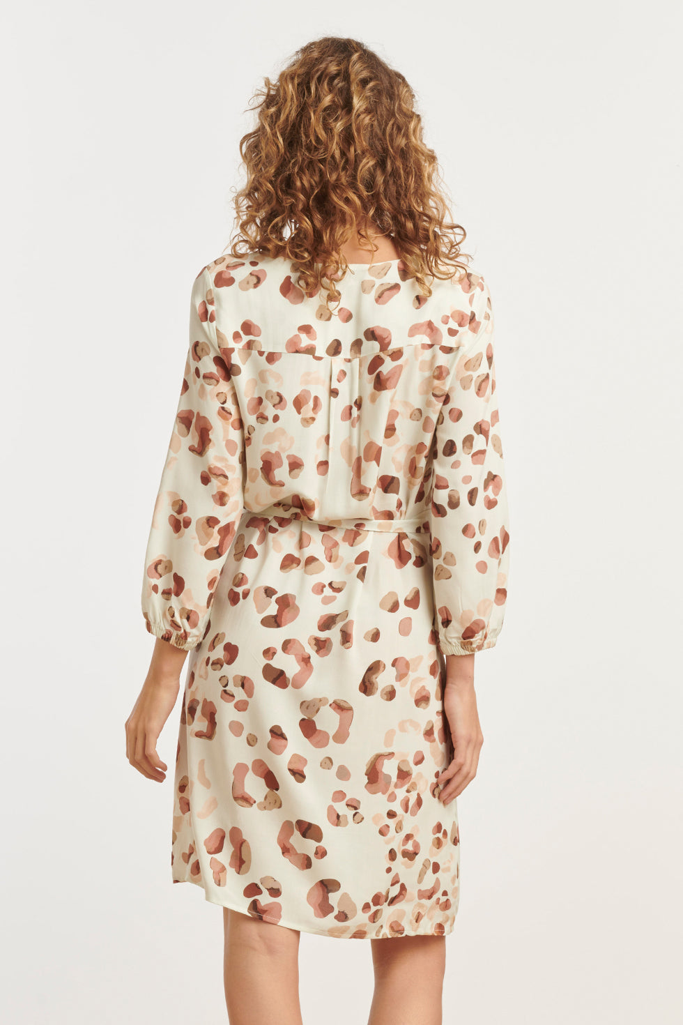 25163 Korte Jurk Met Dierenprint-Tinten | Sand-Multicolour