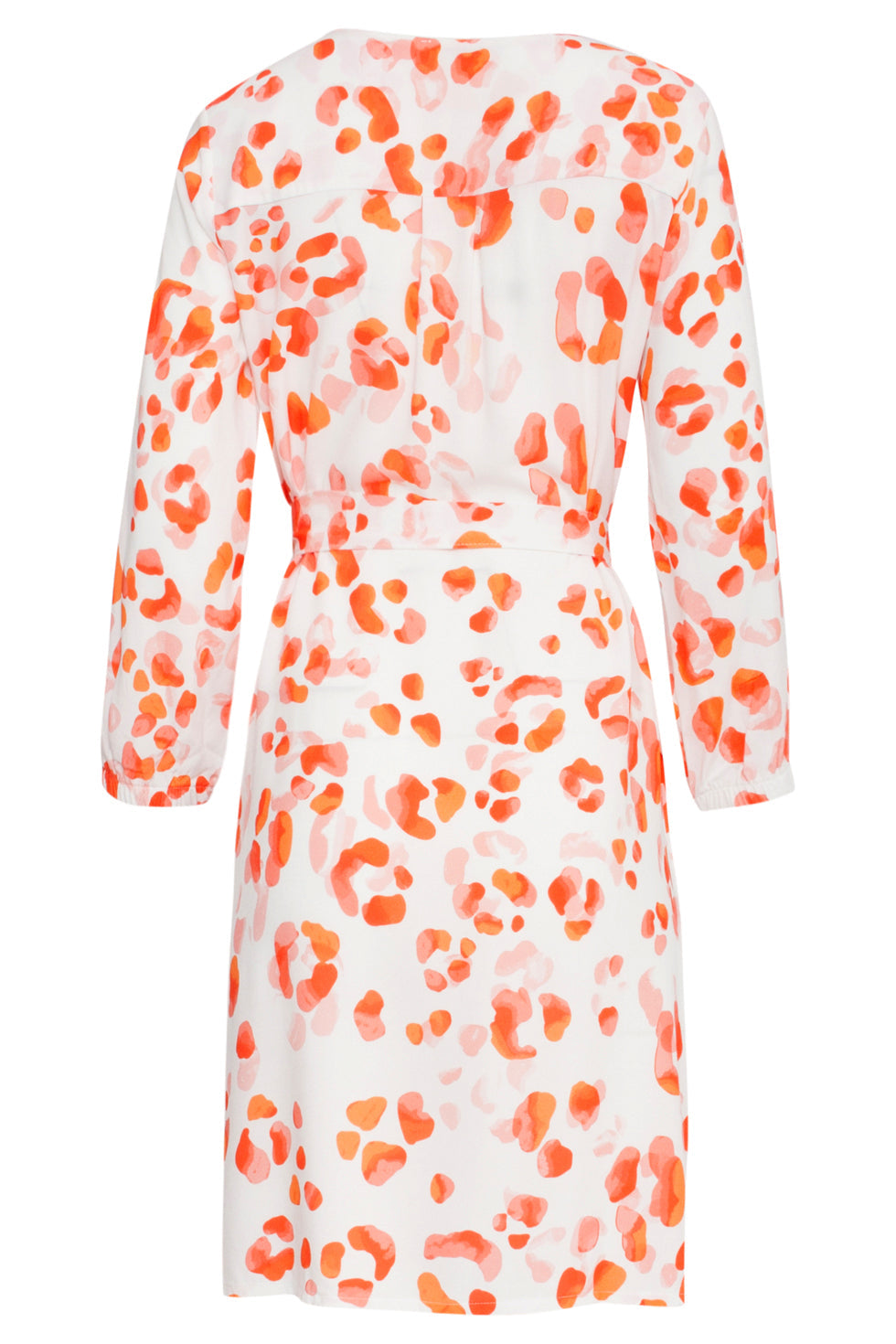 25163 Korte Jurk Met Perzik Dierenprint | Orange-Multicolour