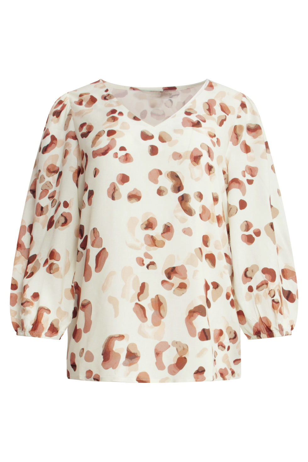 25164 E Animal Print Top Met V-Hals | Sand-Multicolour