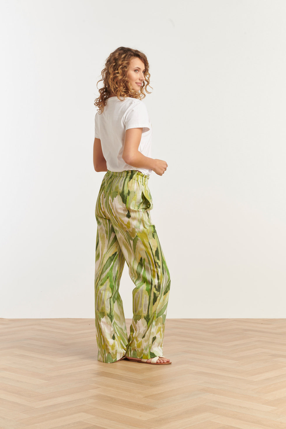 25165 Multicolour Abstract Print Broek | Light Green - Muticolour