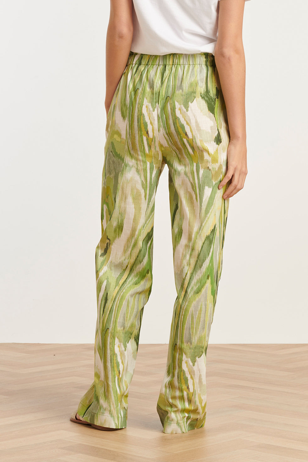 25165 Multicolour Abstract Print Broek | Light Green - Muticolour