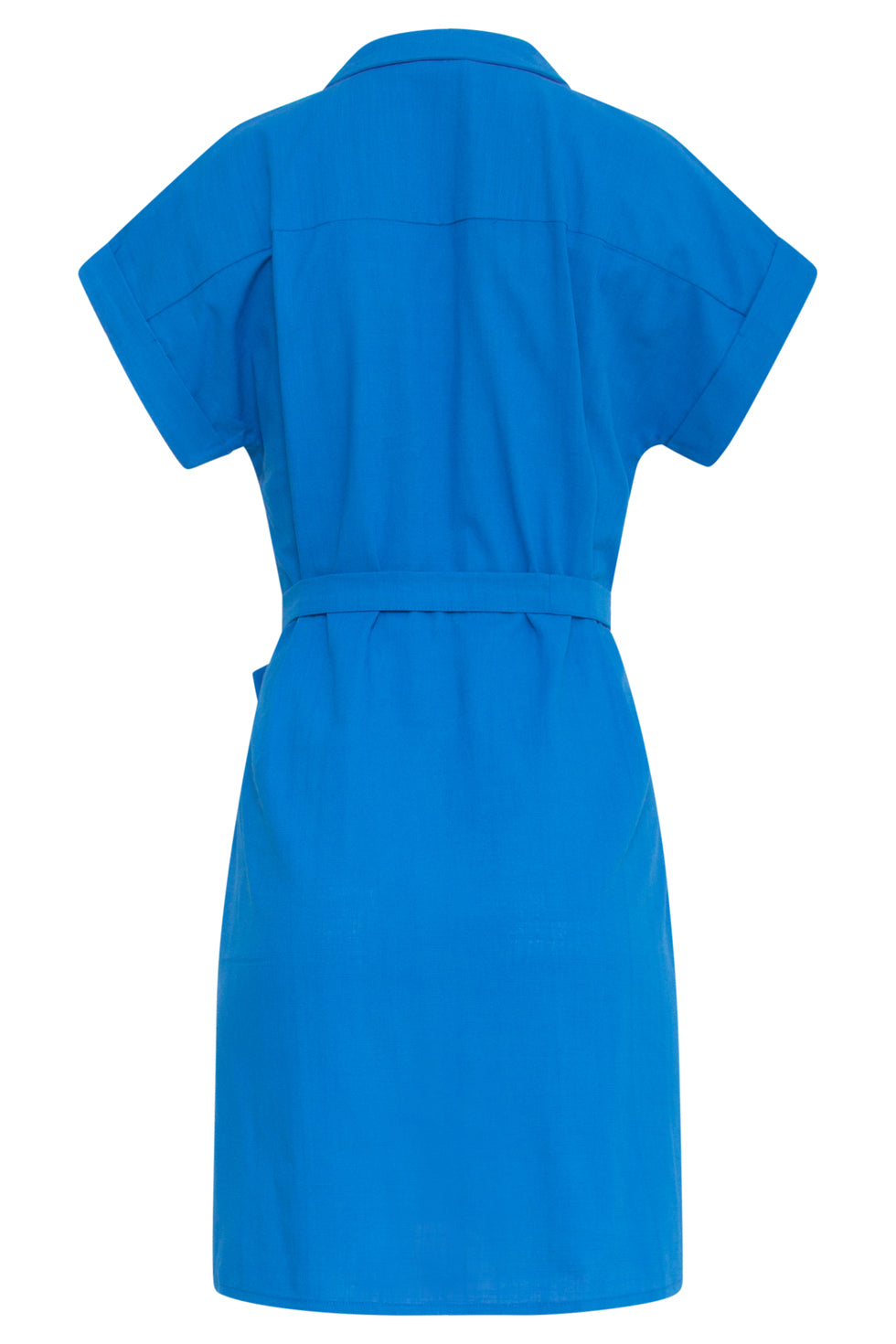 25176 Cobalt Linnen Jurk Met Kraag | Cobalt Blue