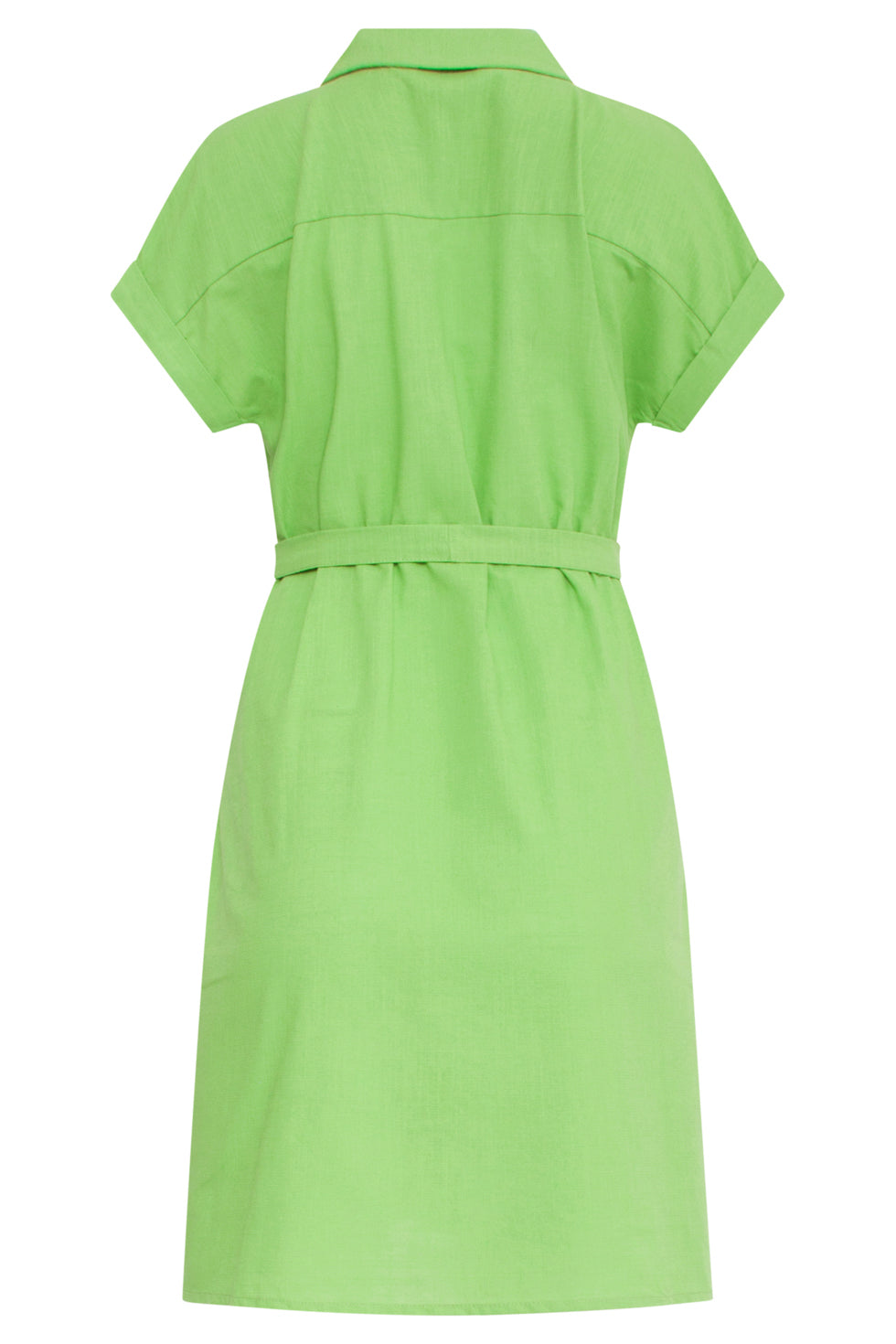 25176 Lime Linnen Jurk Met Kraag | Light Green