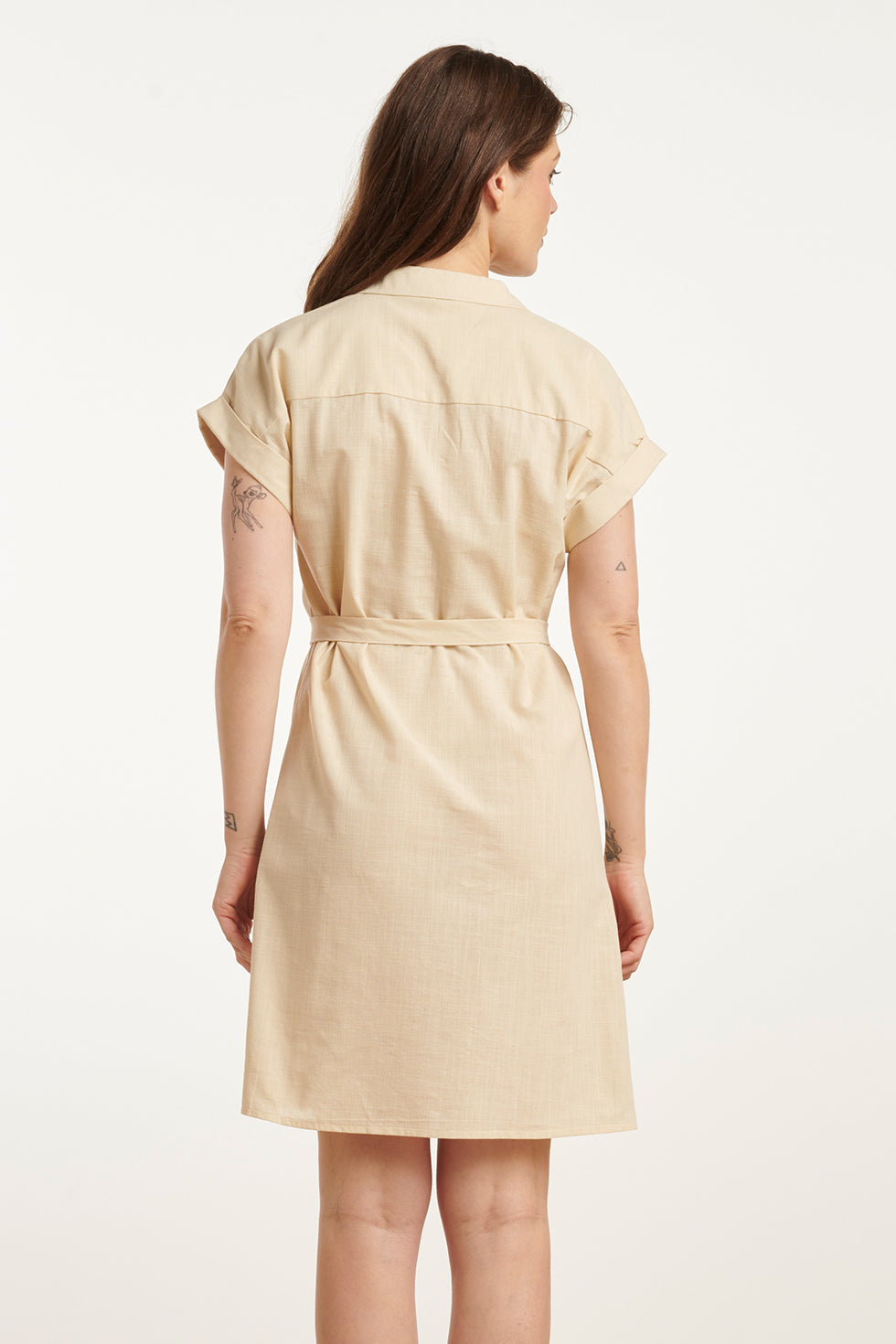 25176 Linnen Jurk Met Kraag | Sand