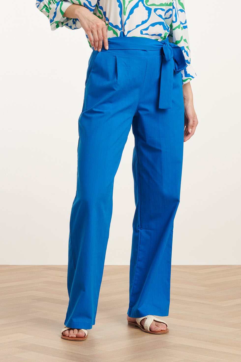 25177 Cobalt Linnen Broek | Cobalt Blue