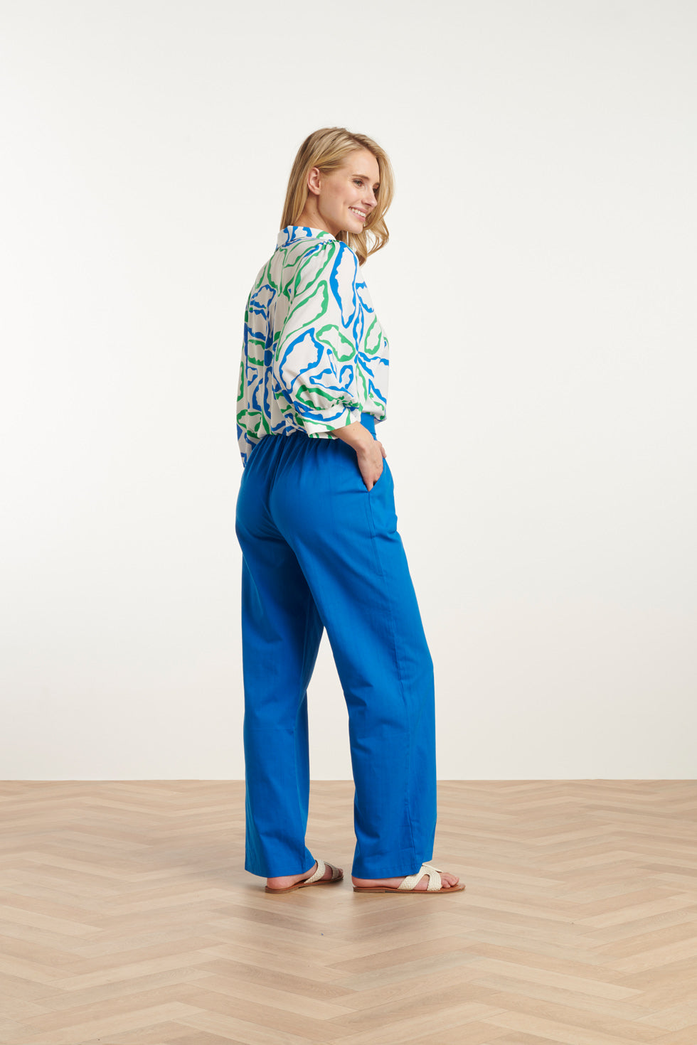 25177 Cobalt Linnen Broek | Cobalt Blue