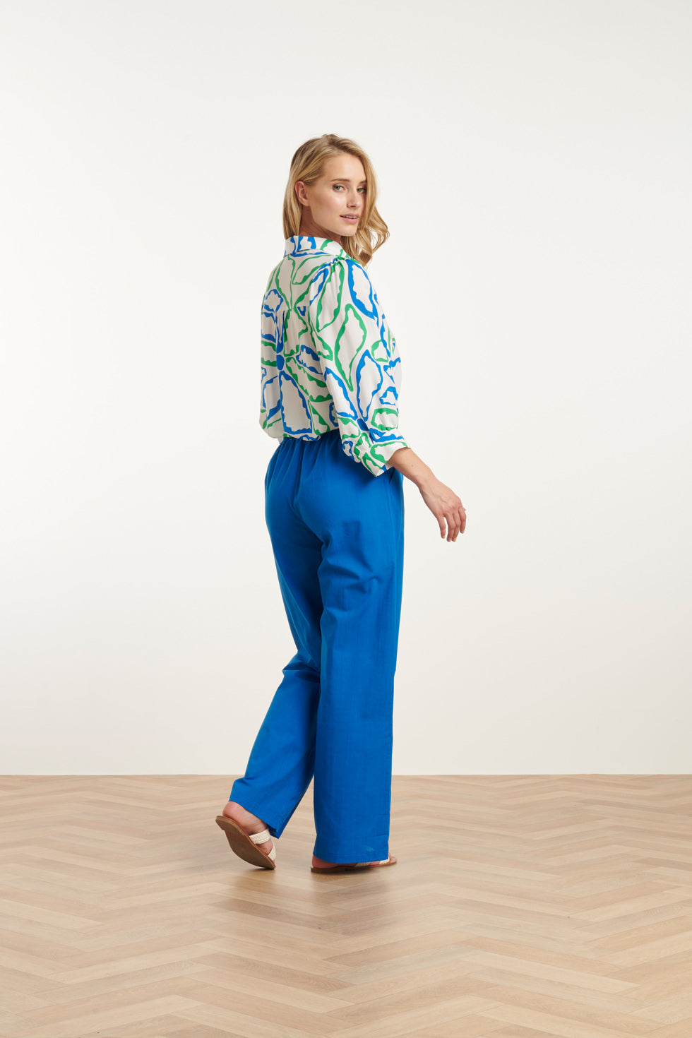 25177 Cobalt Linnen Broek | Cobalt Blue