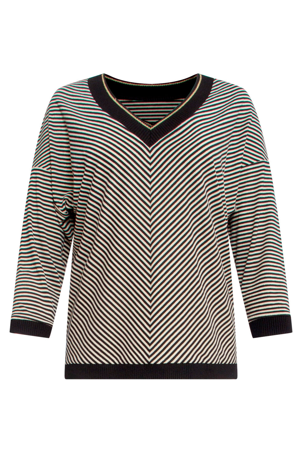 25179 - Top Met Chevron Streepprint | Black - Gold