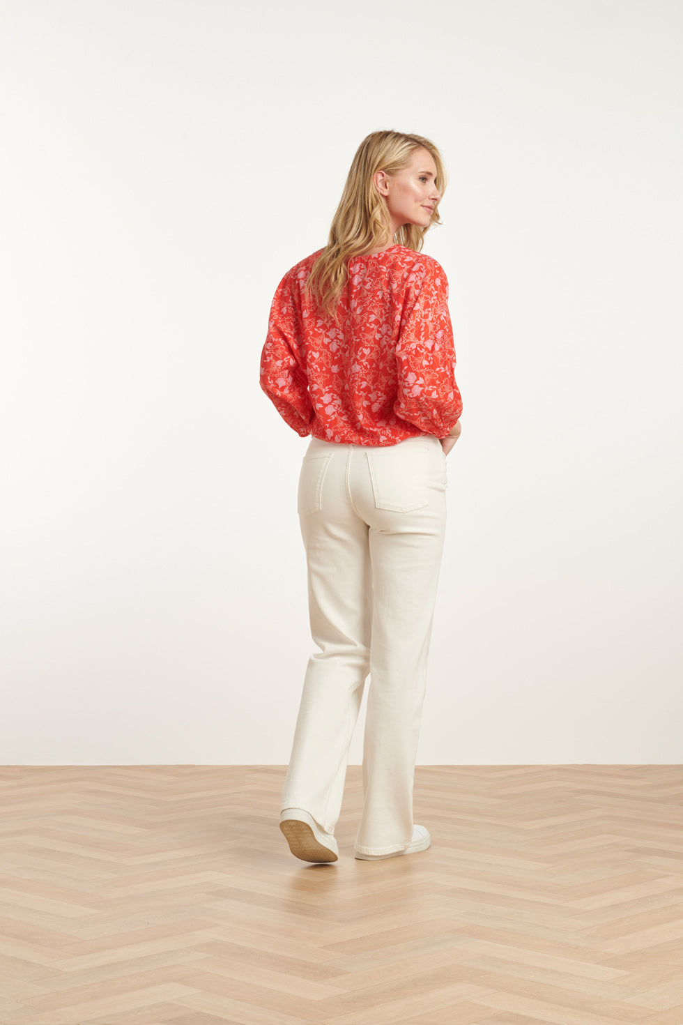 25186 Baby Bloemenprint Top | Red - Muticolour