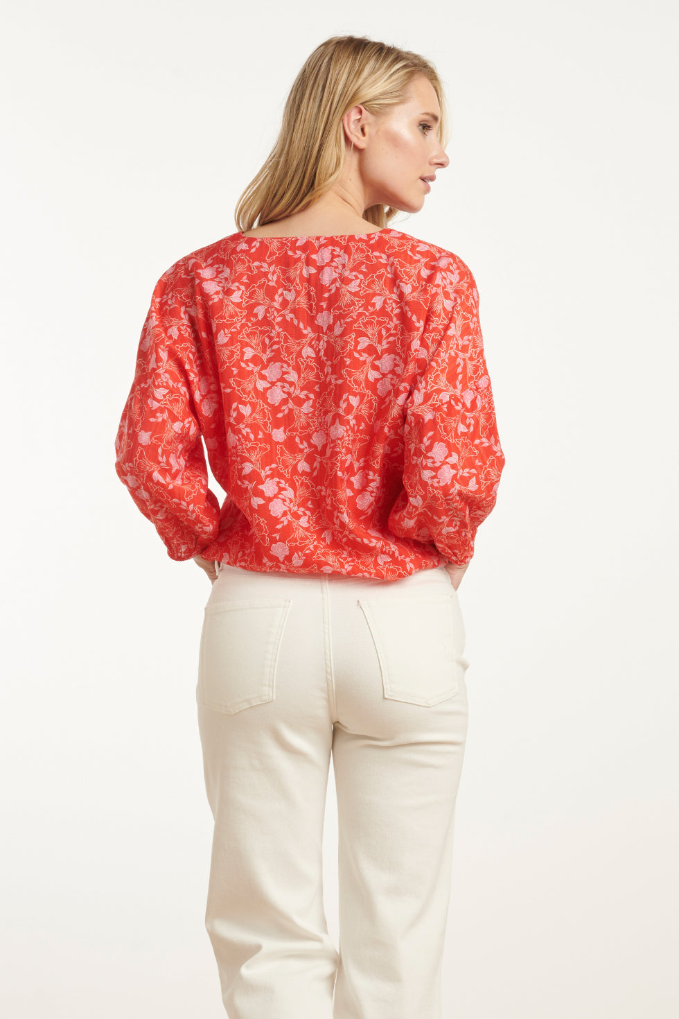 25186 Baby Bloemenprint Top | Red - Muticolour