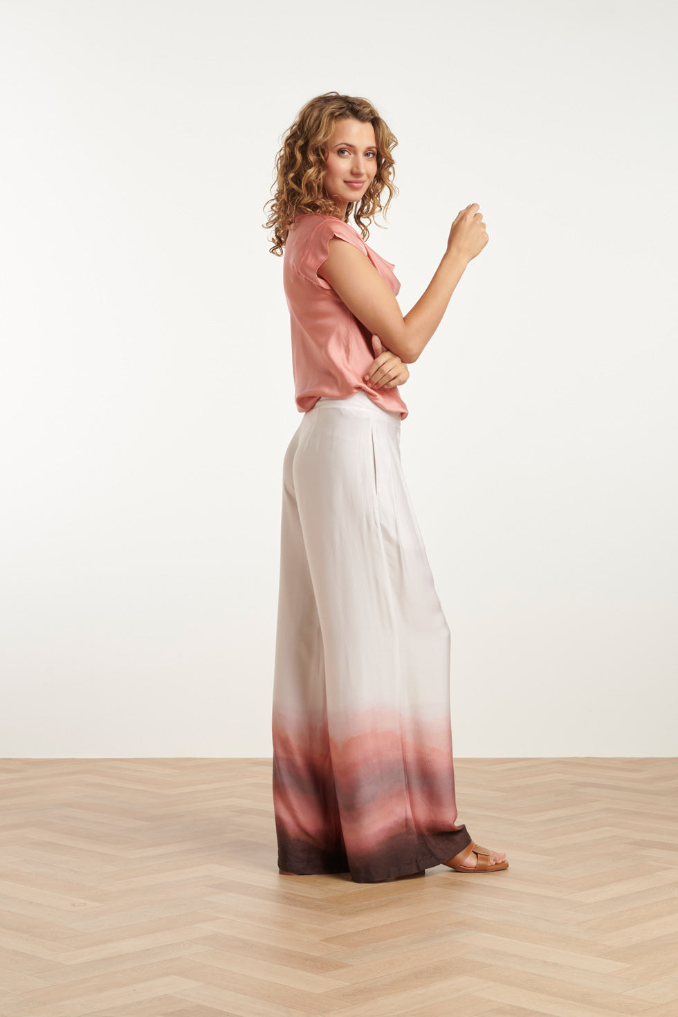 25212 Waterfall Satijn Top | Old Pink