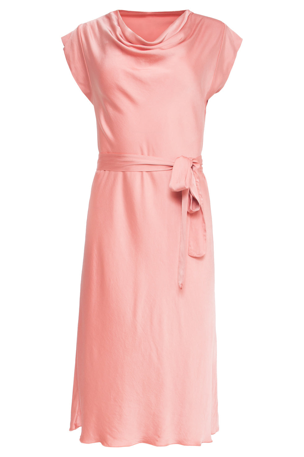 25213 Waterfall Styled Satijn Jurk | Old Pink