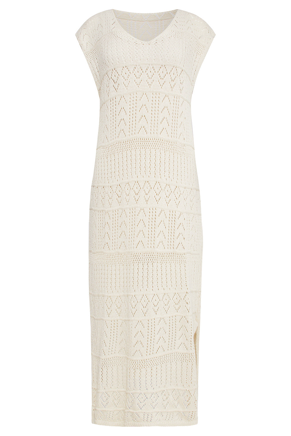 25214 Off White Crochet Midi Jurk | White