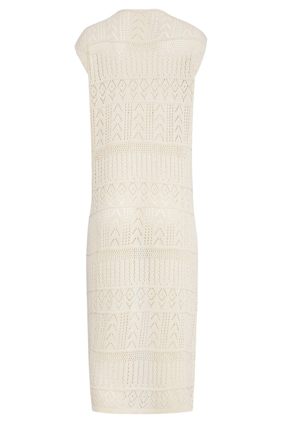25216 Off White Crochet Midi Cardigan | White