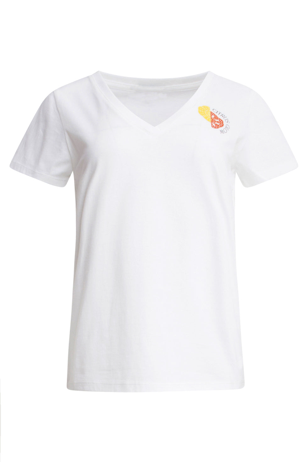 25227 Te Katoenen T-Shirt Met Citrus Glow Print | White - Muticolour