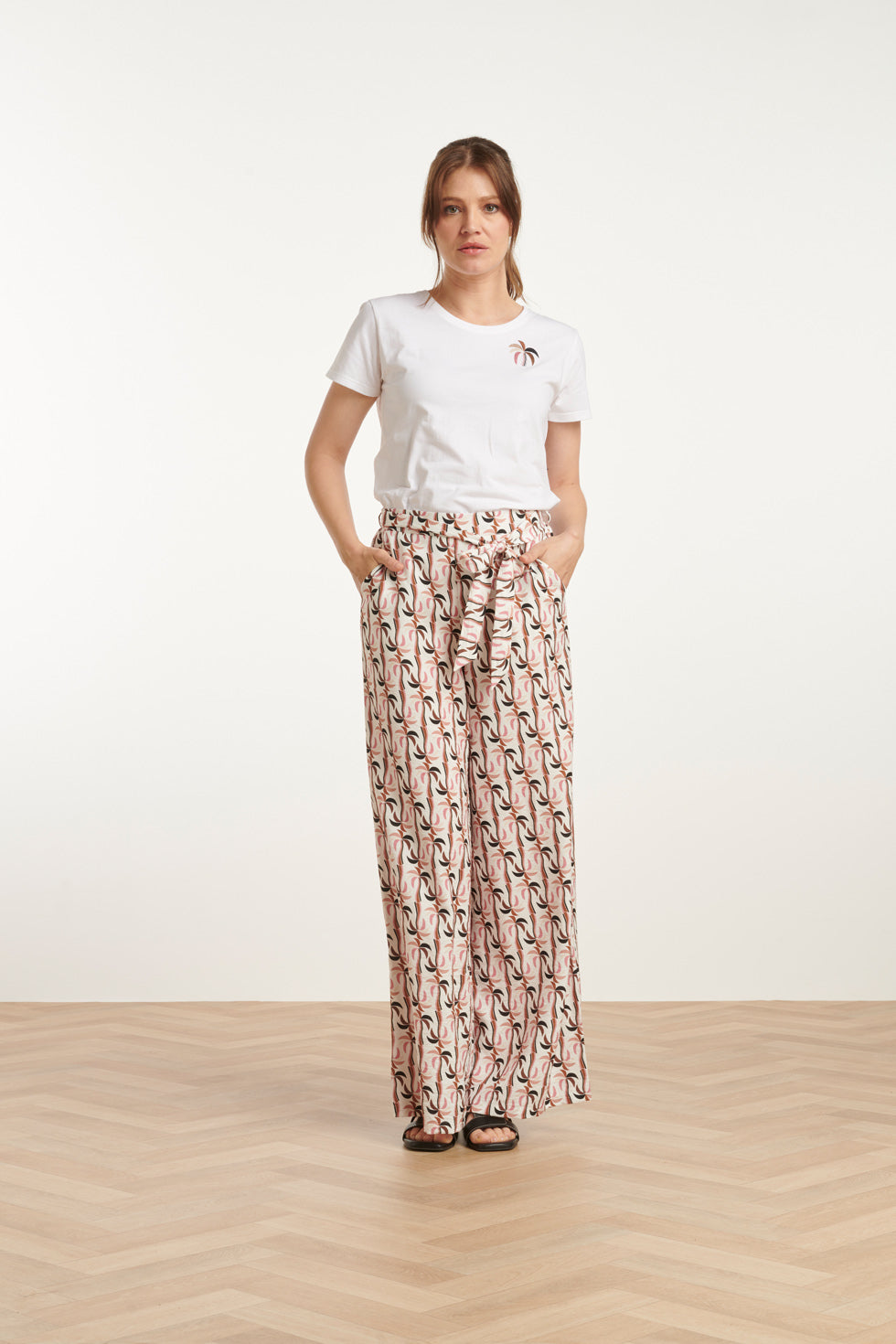 25230 Te Katoenen T-Shirt Met Palmprintmauve E Hues | White - Muticolour