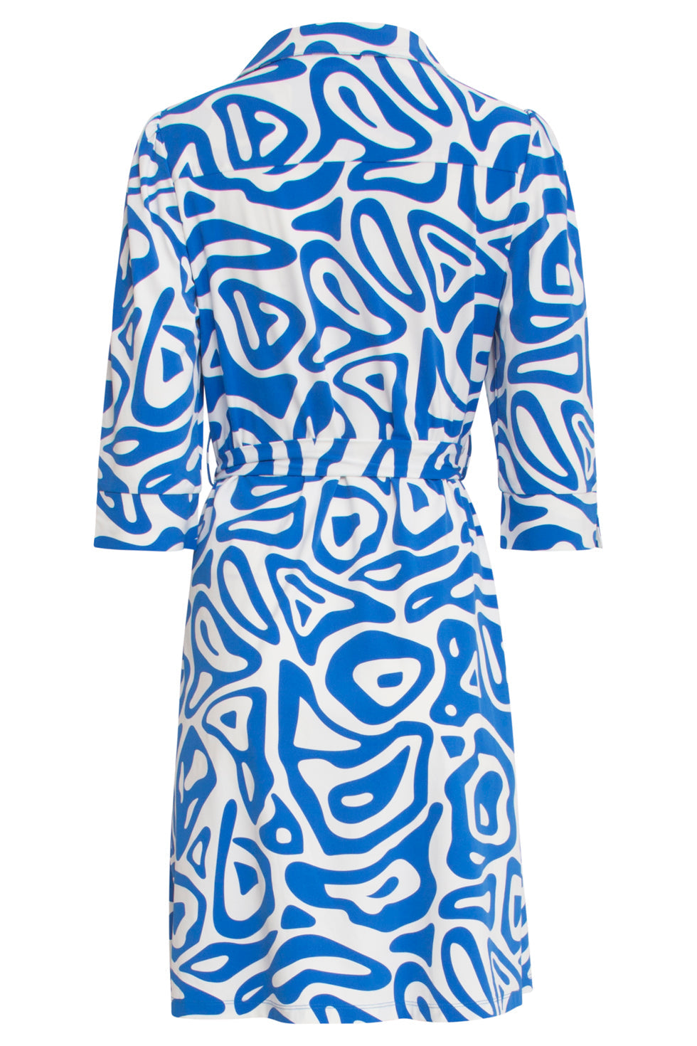 25245 Cobaltte Grafische Geprinte Jurktravelkwaliteit | Cobalt Blue-White