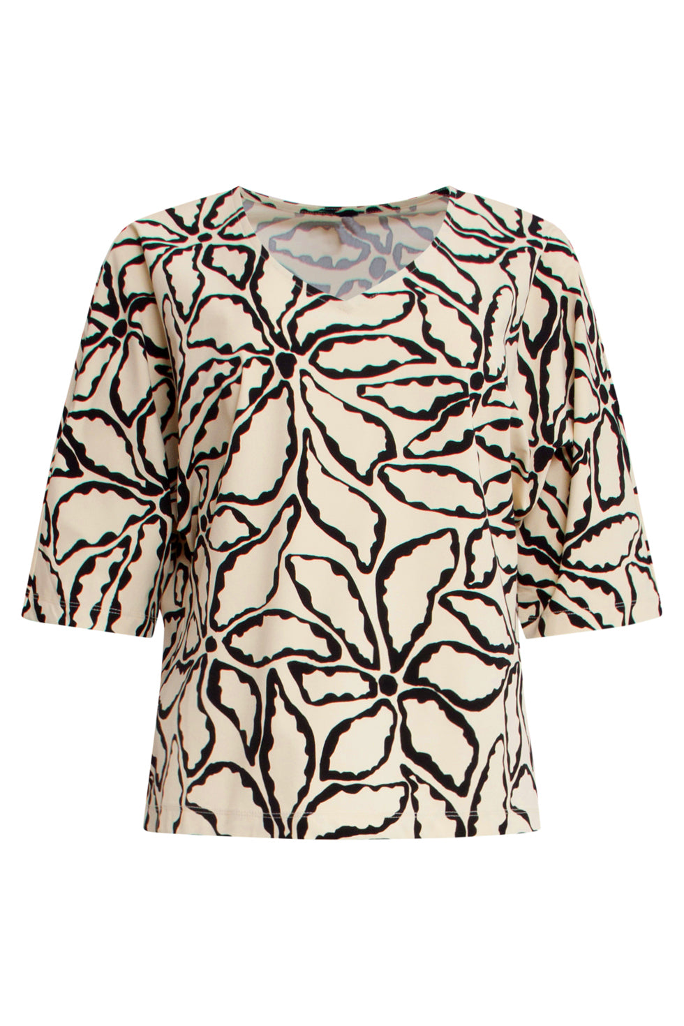 25258 Bloemenprint Toptravelkwaliteit | Sand-Black