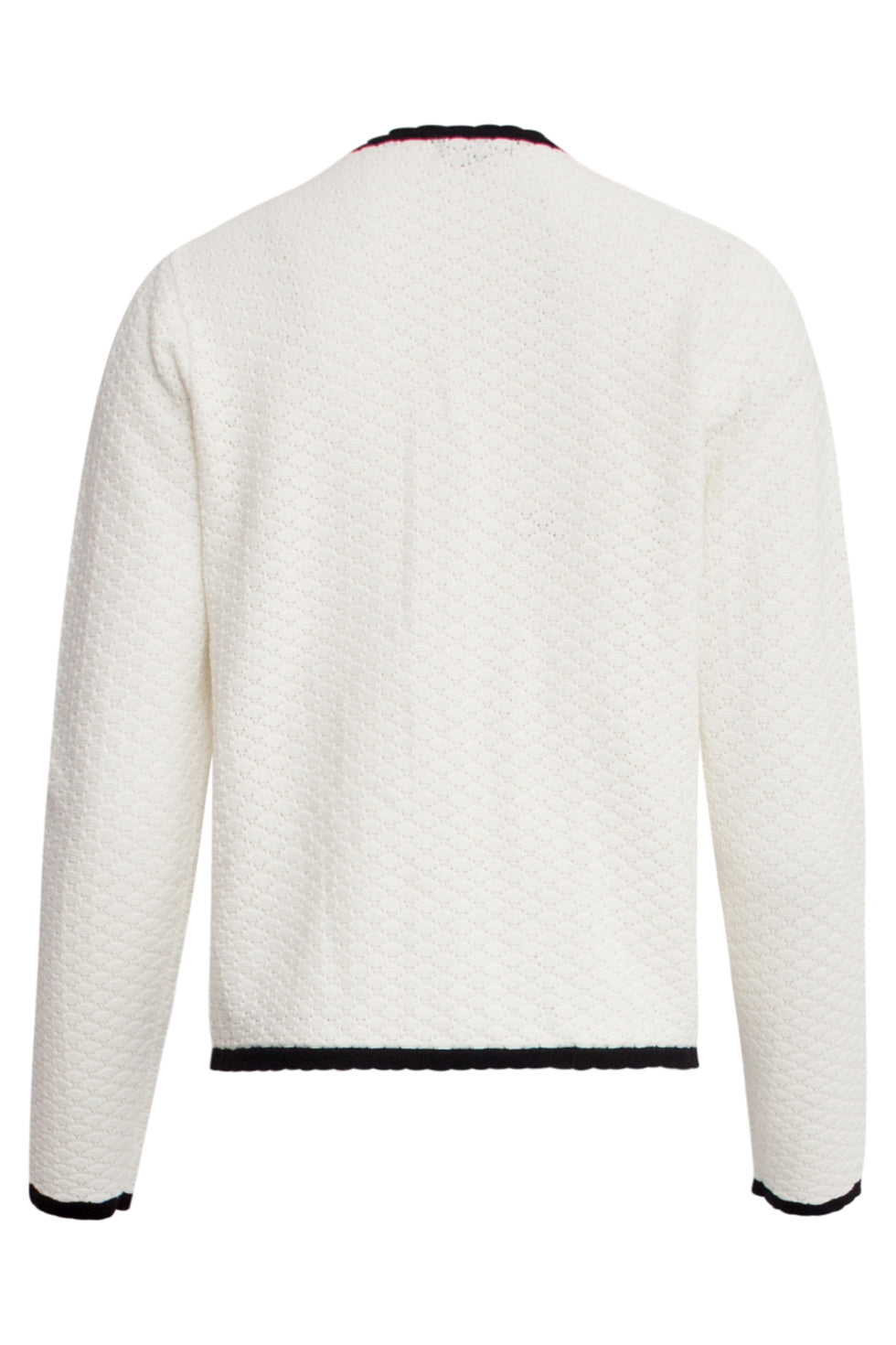 25265 Off White Knitted Cardigan Met E Contrast Details | Offwhite-Black