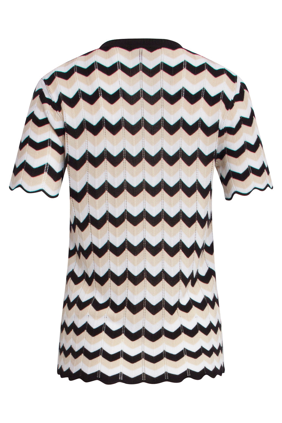 25266 Zigzag Gebreide Top, | Sand-Black
