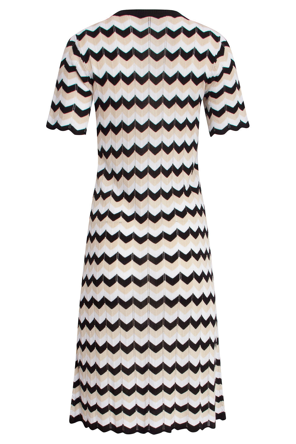 25267 Zigzag Gebreide Jurk, | Sand-Black