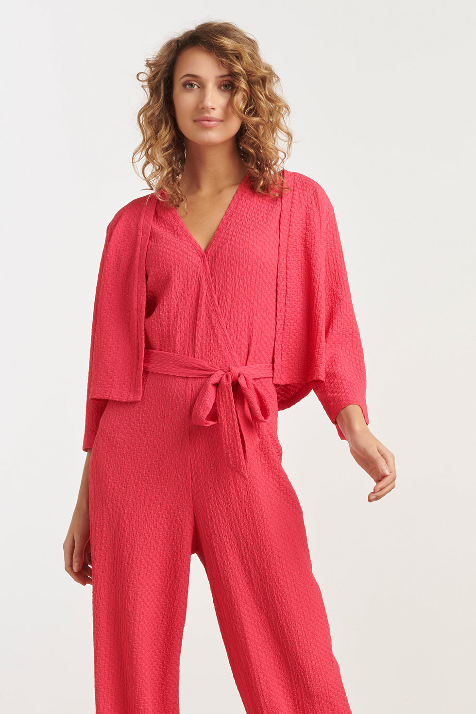 25269 Stretchy Crinkle Bolero | Pink