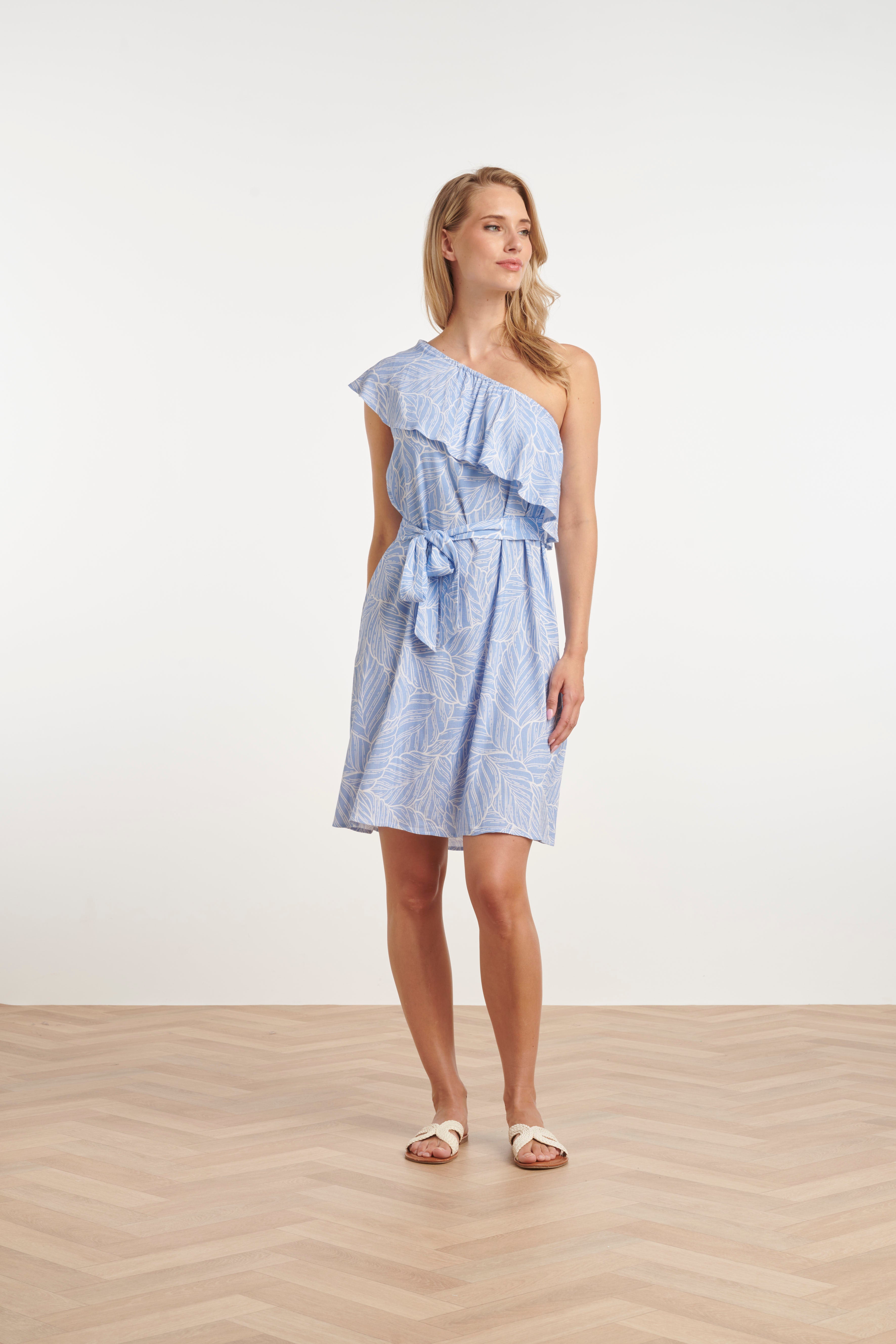 25348, Jurken | Light Blue - White