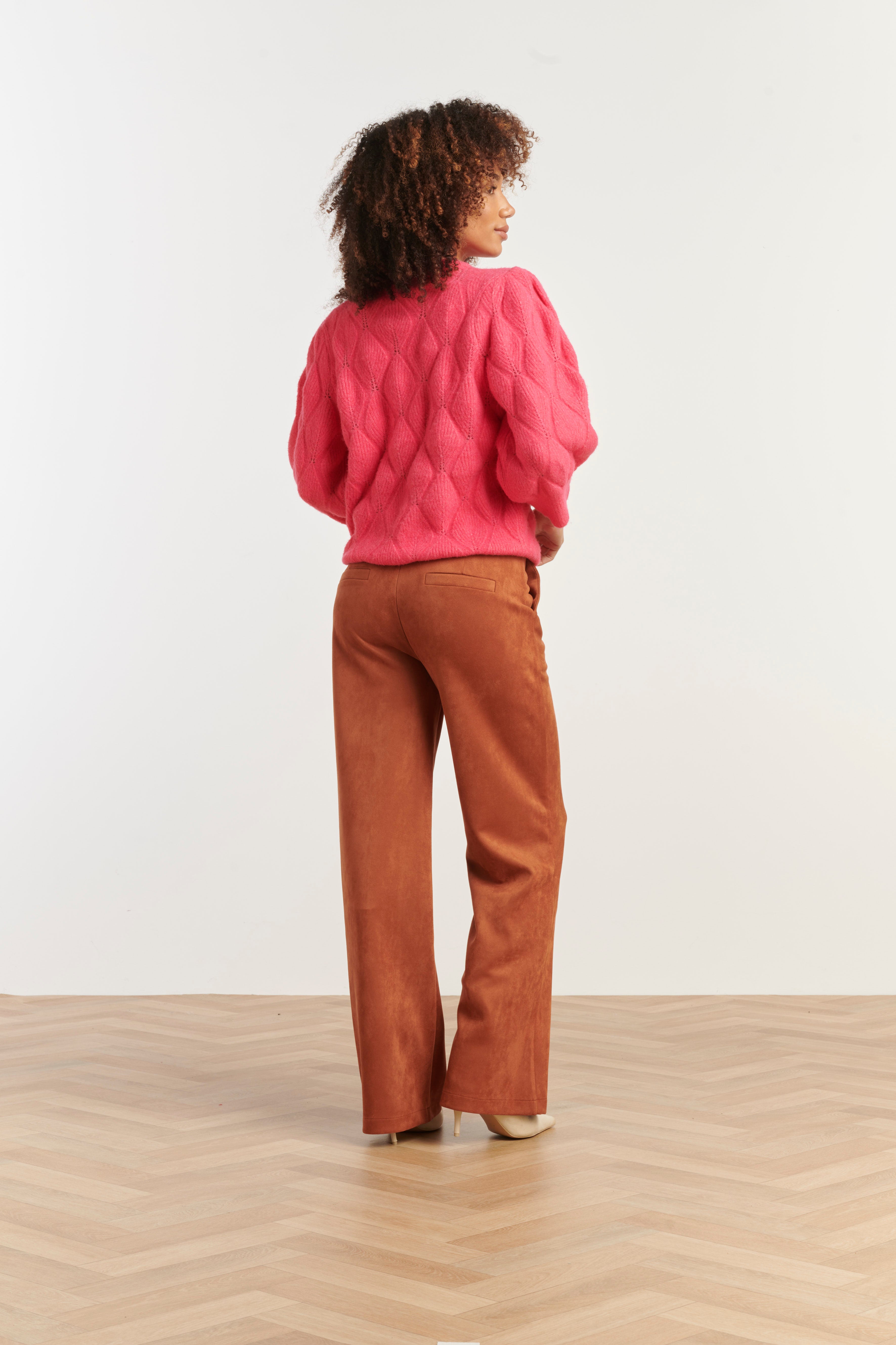 25500 Gebreide Losvallende Damestrui | Cerise