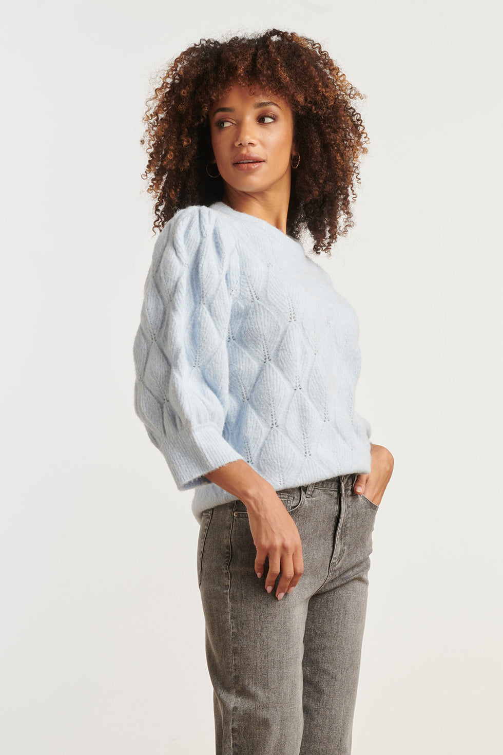 25500 Gebreide Losvallende Damestrui | Light Blue