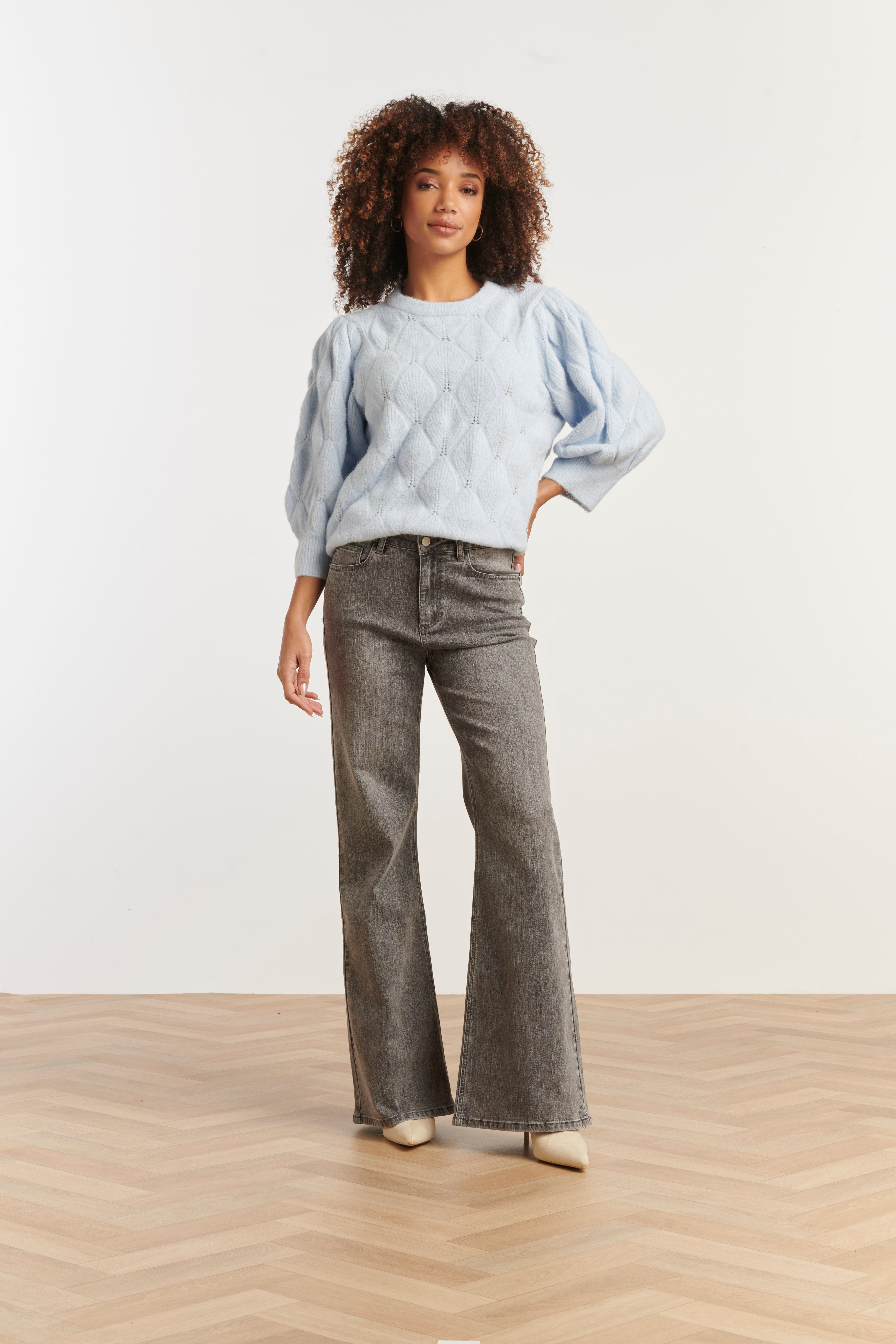 25500 Smashed Lemon Gebreide Losvallende Damestrui | Light Blue