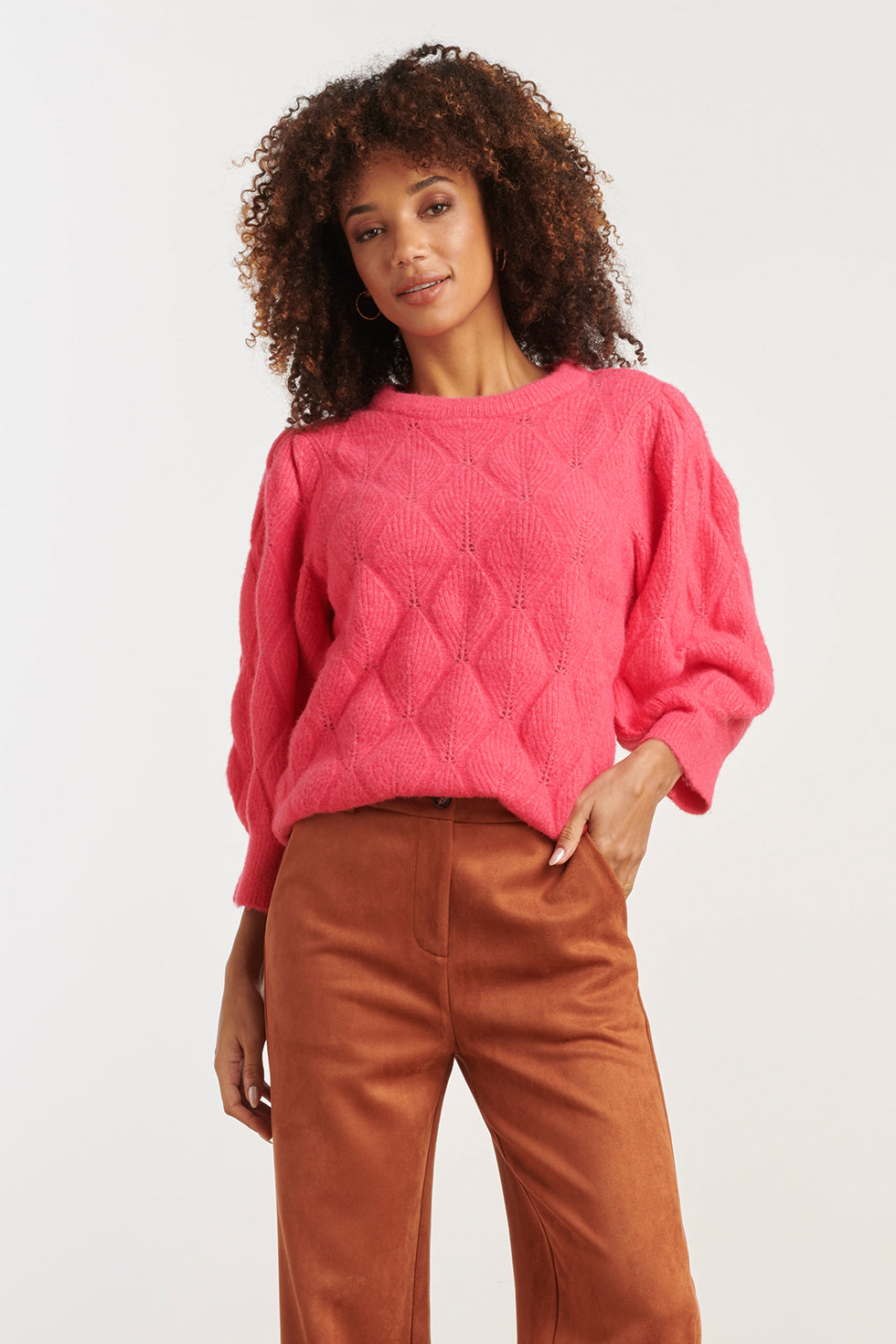 25500 Smashed Lemon Gebreide Losvallende Damestrui | Cerise