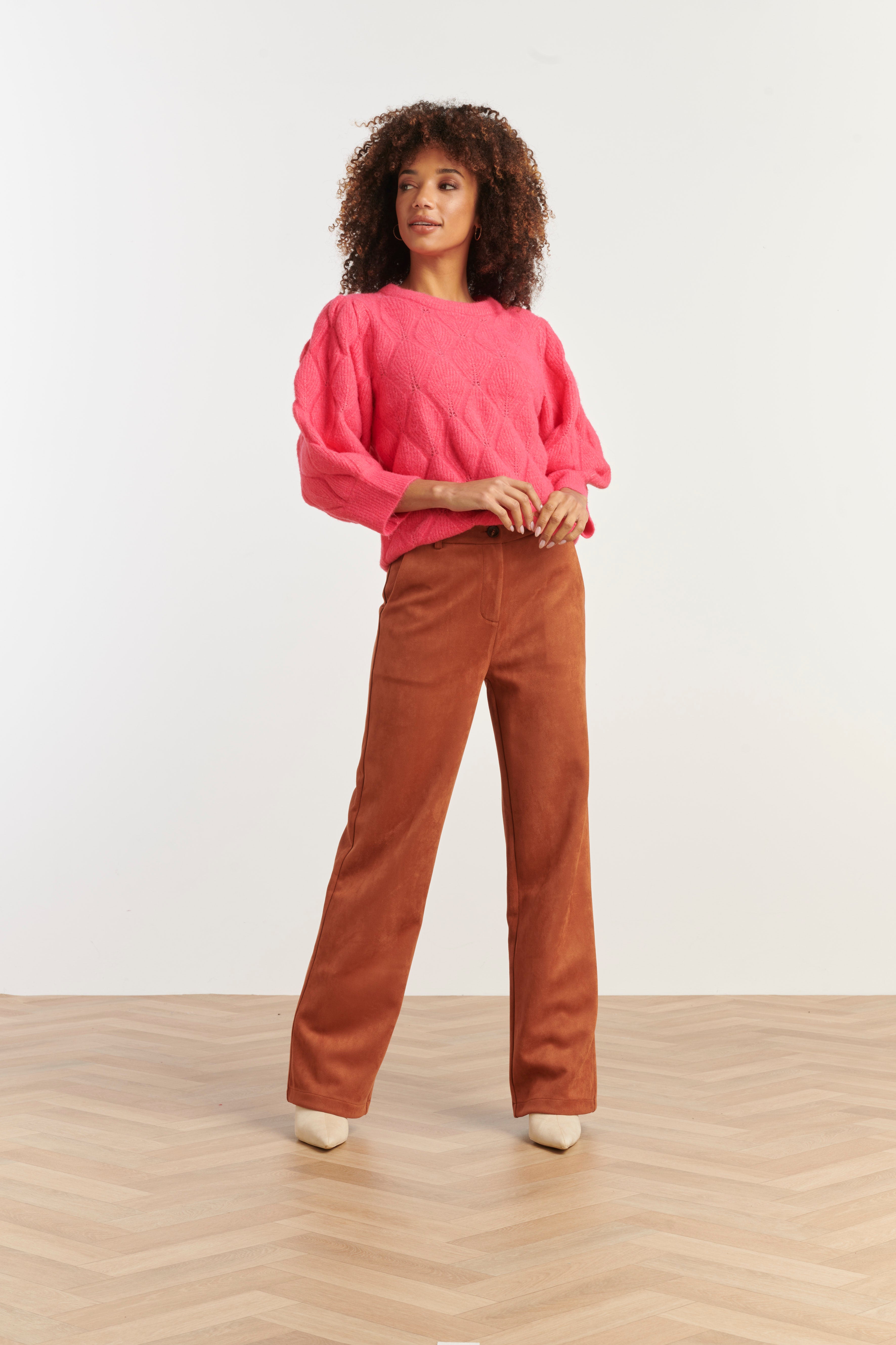 25500 Smashed Lemon Gebreide Losvallende Damestrui | Cerise