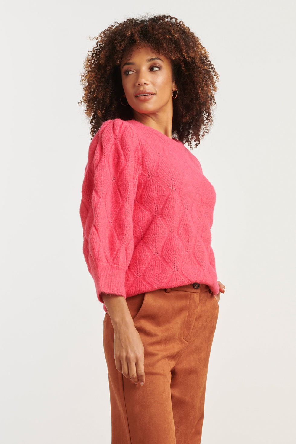 25500 Smashed Lemon Gebreide Losvallende Damestrui | Cerise