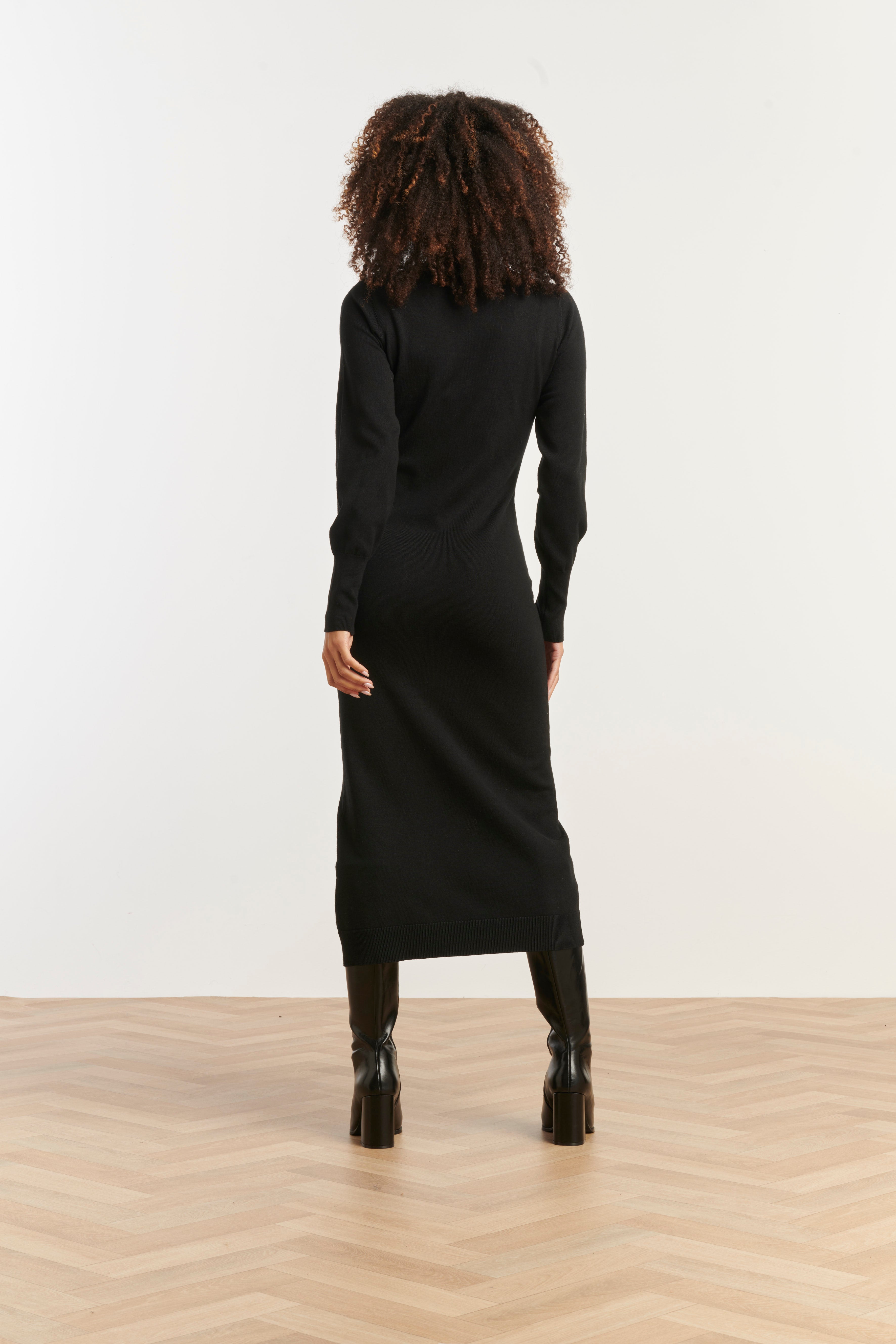 25503 Smashed Lemon Damesgebreide Jurk met Lurex | Black