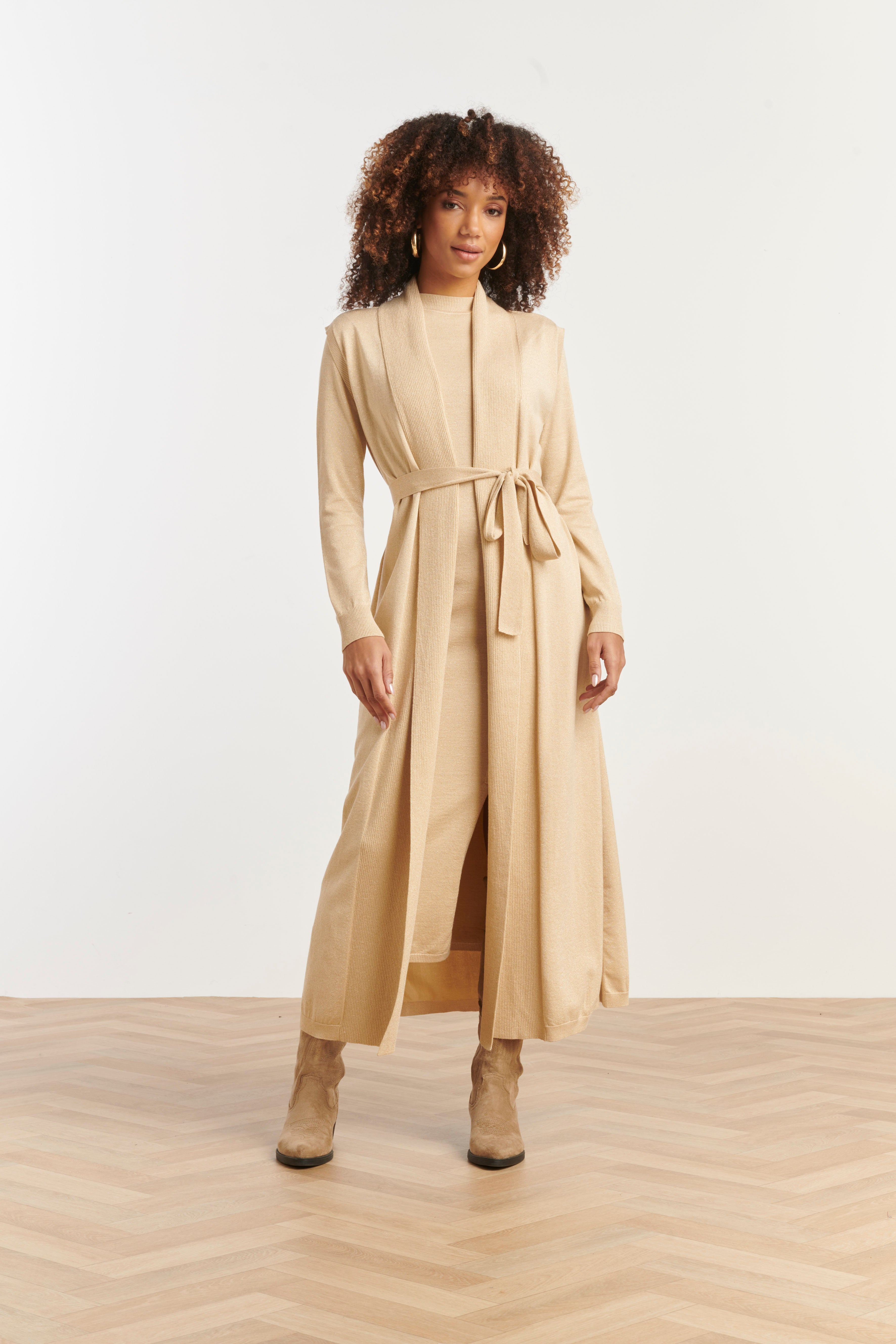 25504 Damesgilet Met Lurex | Sand