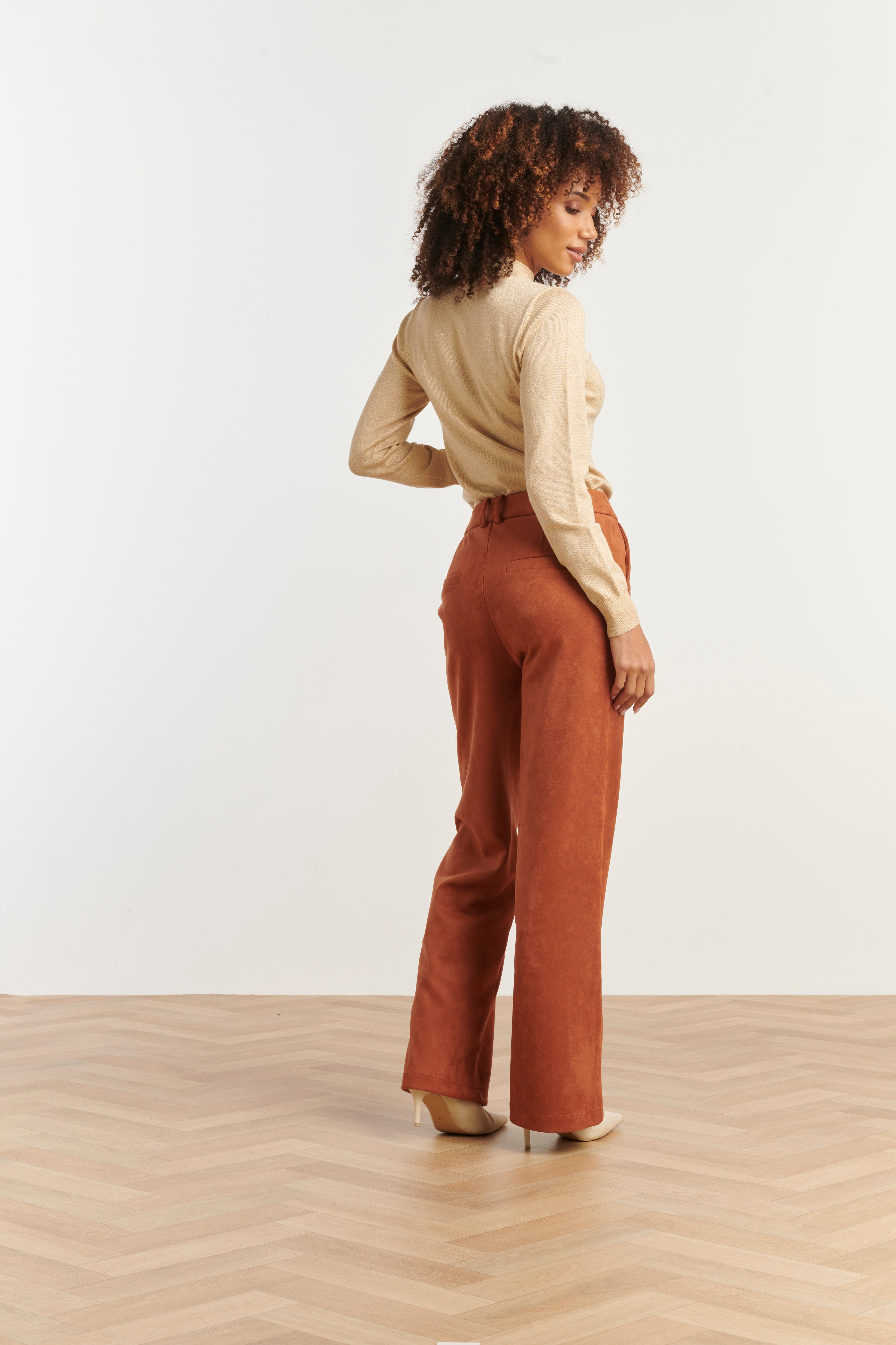 25505 Damesgebreide Top Met Lurex | Sand