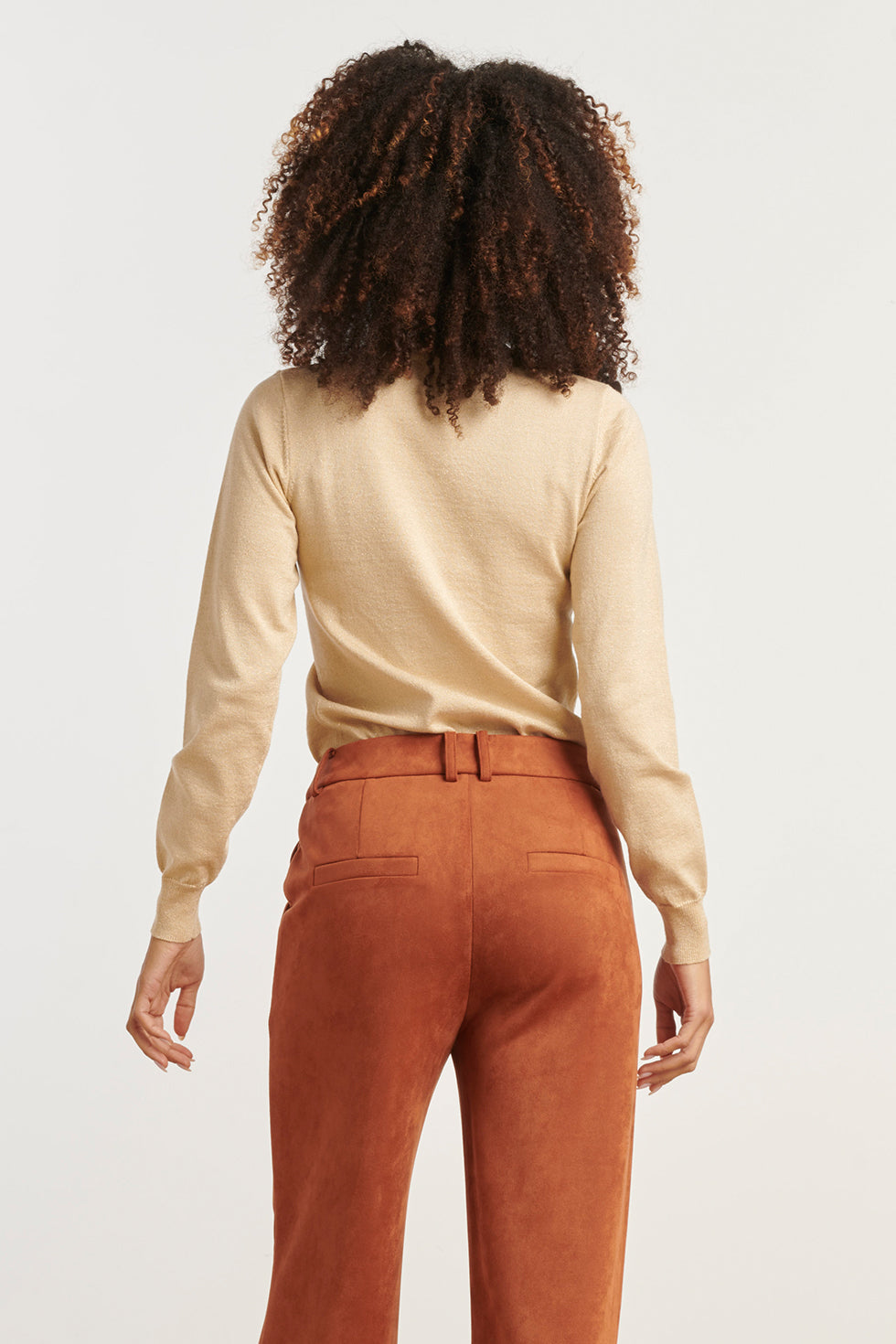 25505 Damesgebreide Top Met Lurex | Sand