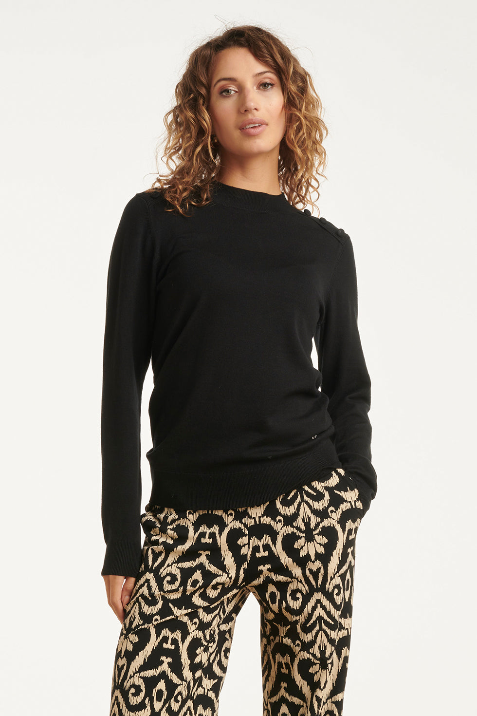 25505 Smashed Lemon Damesgebreide Top met Lurex | Black
