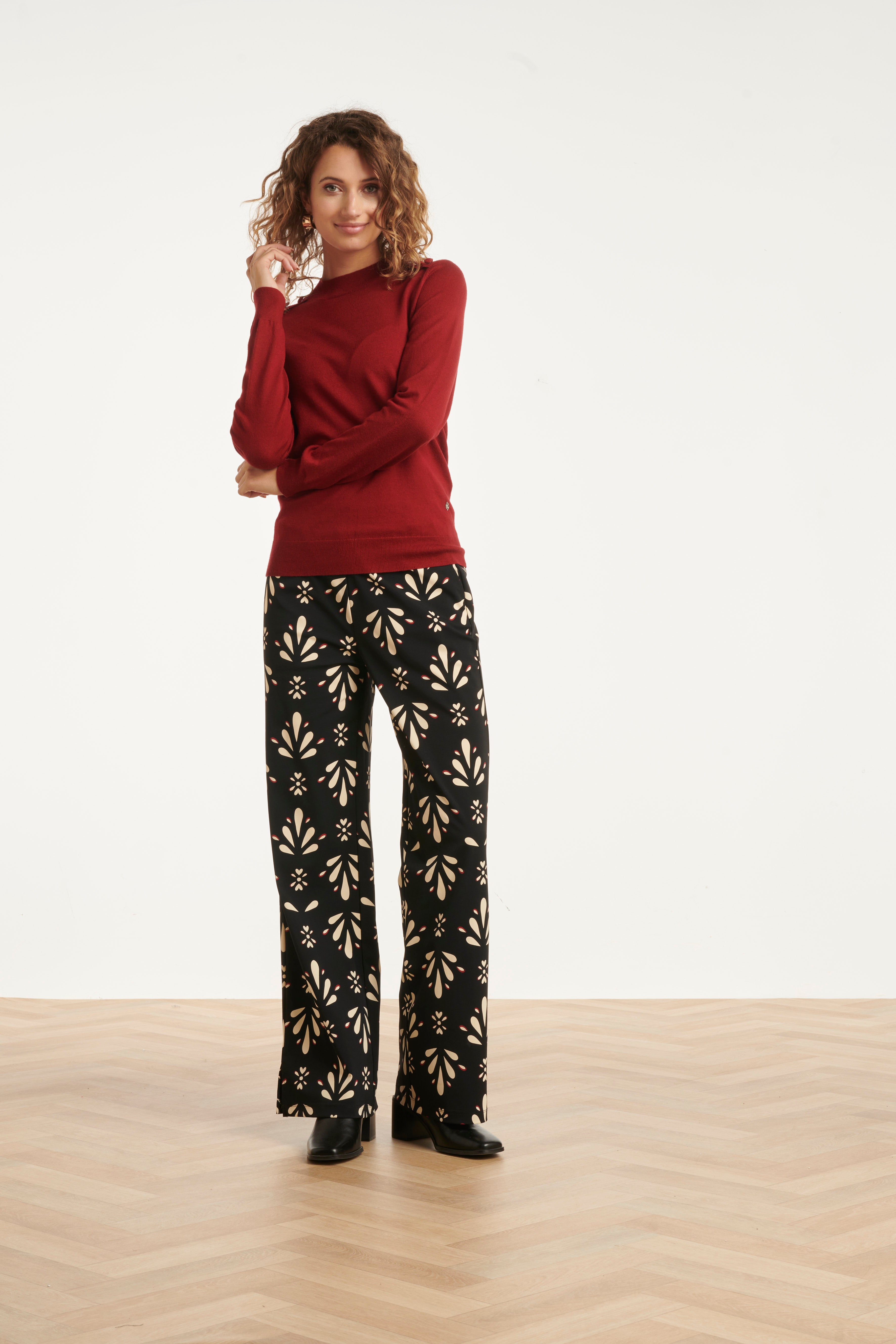 25505 Smashed Lemon Damesgebreide Top met Lurex | Bordeaux