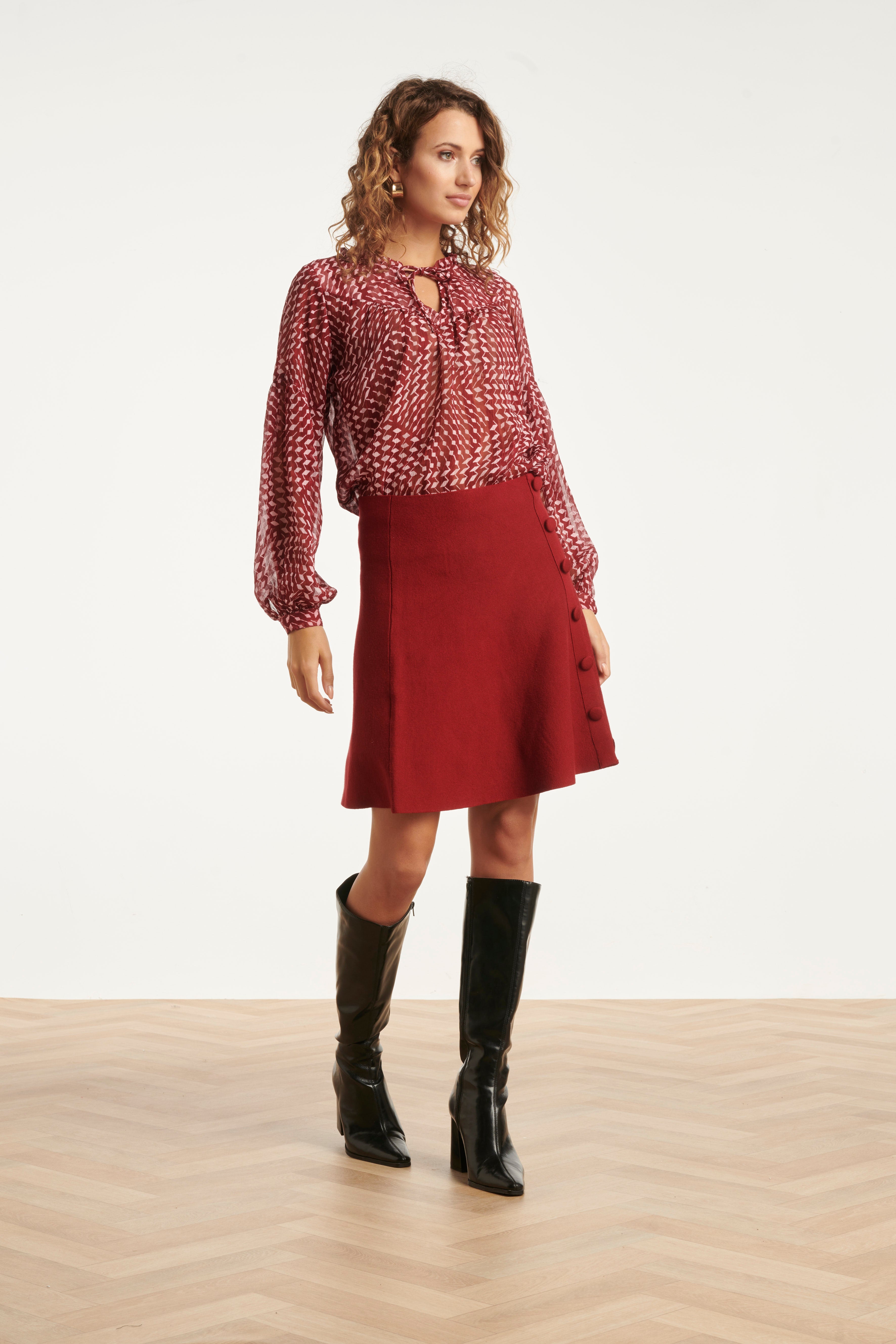 25506 Damesgeknoopt Gebreide Rok | Bordeaux