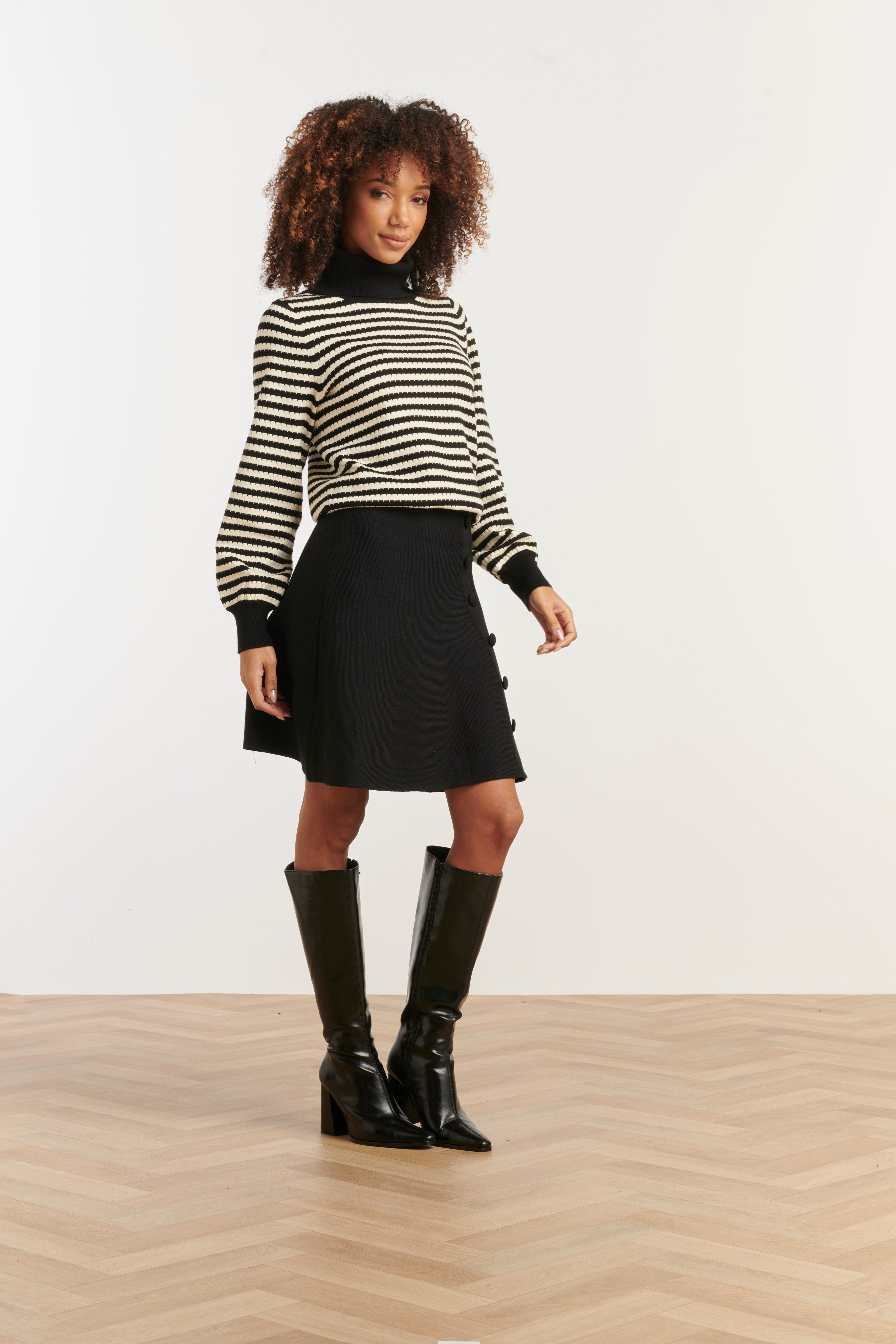 25506 Smashed Lemon Damesgeknoopt Gebreide Rok | Black